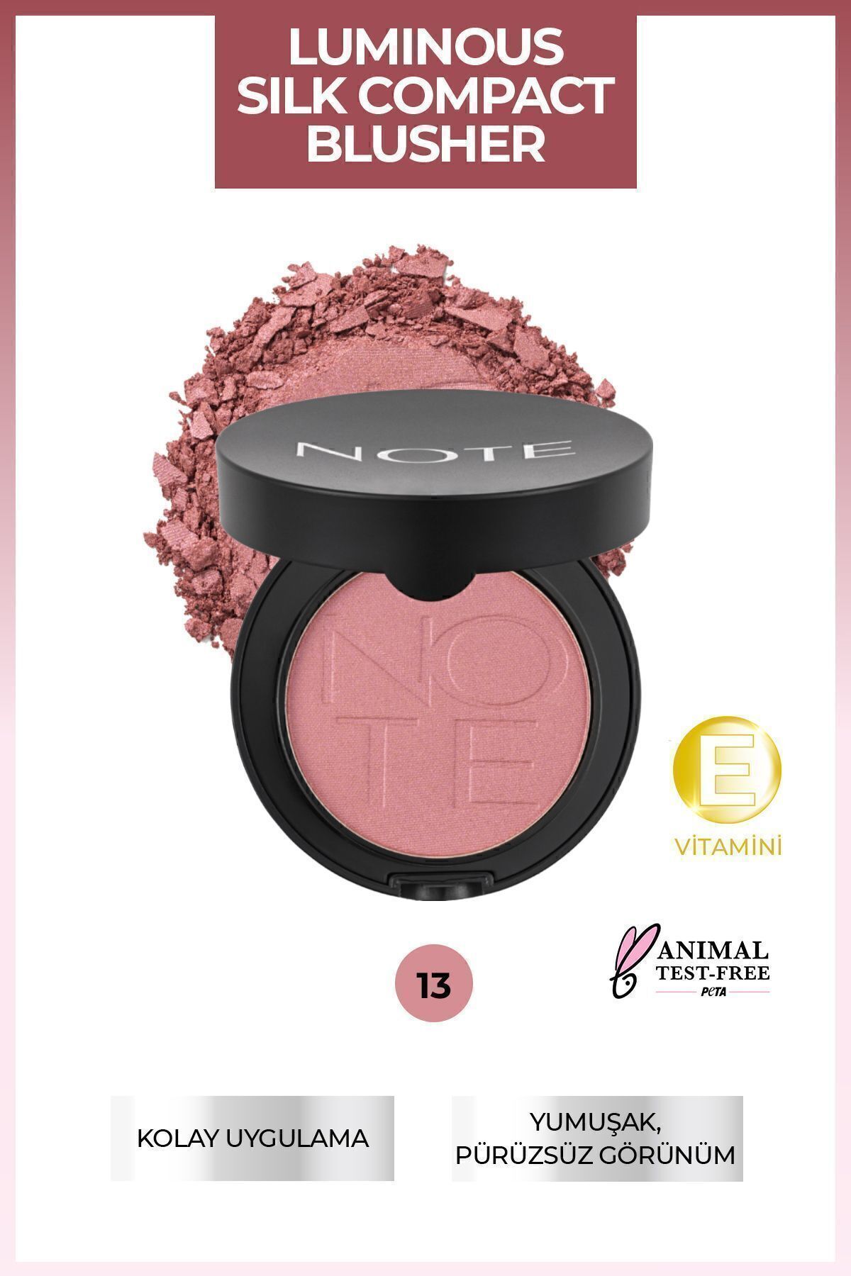 NOTE Luminous Silk Compact Blusher Toz Allık - 13 Deep Pink