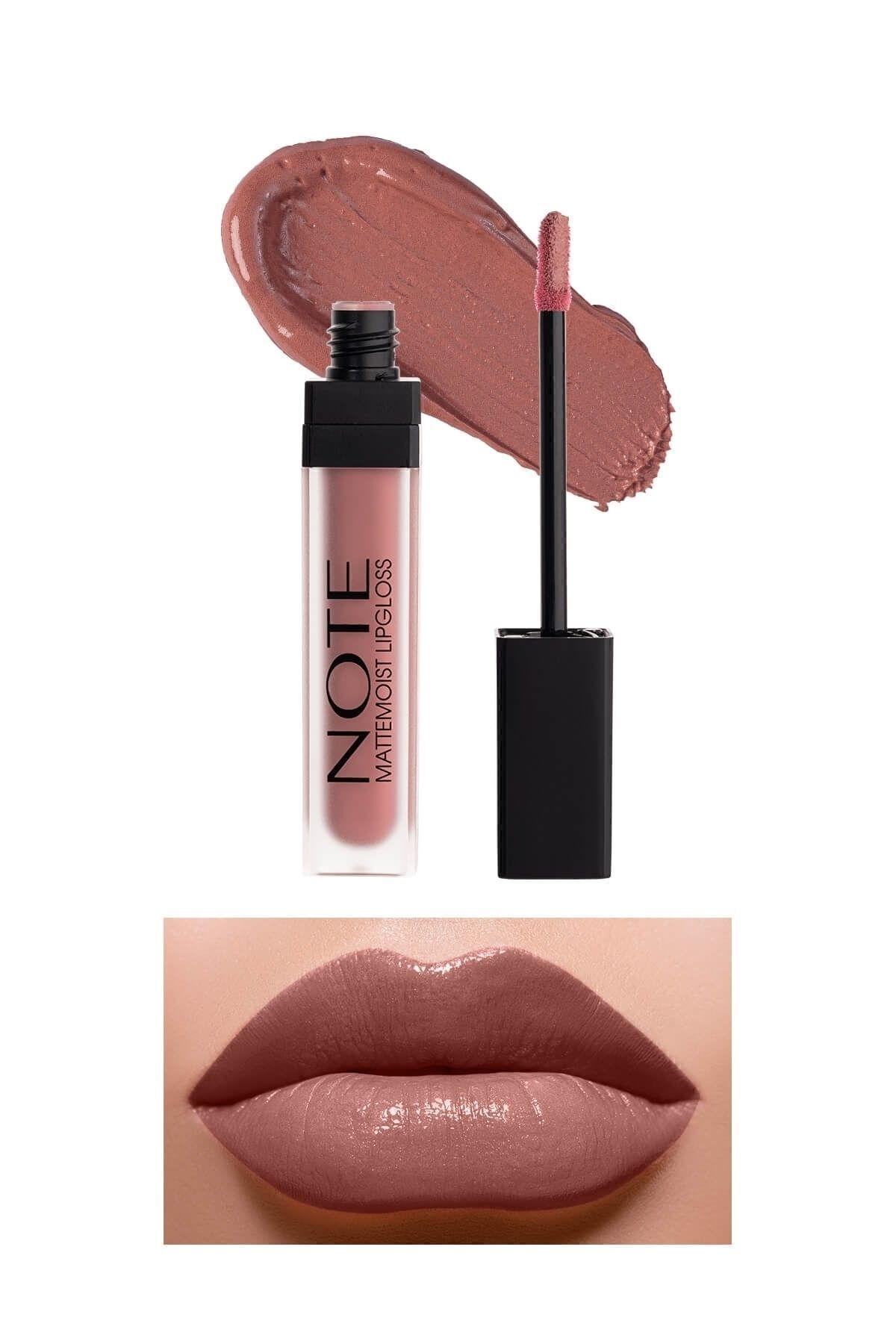 NOTE Mattemoist Lipgloss Yarı Mat Saten Bitişli Likit Ruj 410 Sandal Wood - Nude