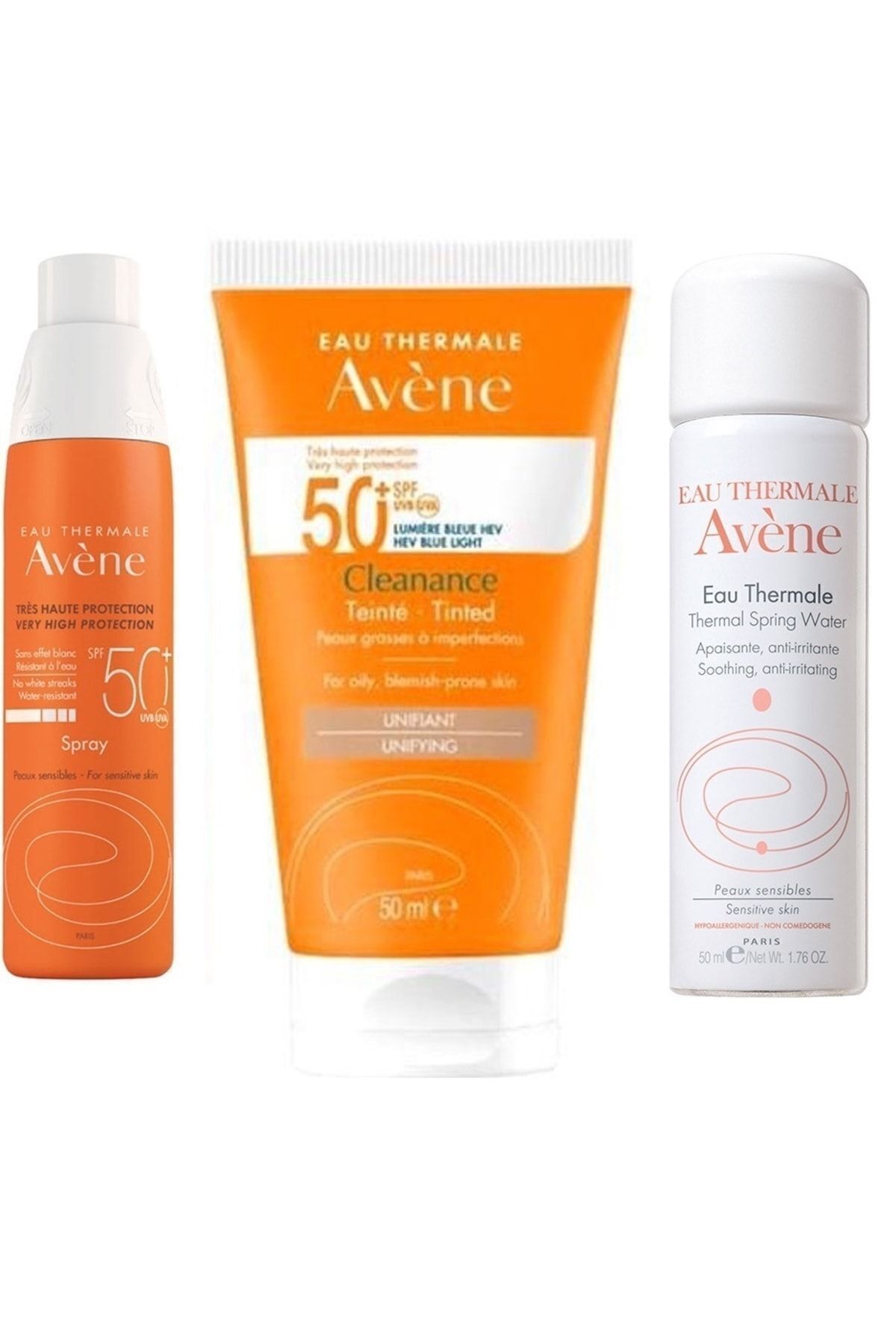 Avene Güneşten Korunma Seti 5 - Spray Spf 50+ 200ml - Cleanance Spf 50+ Tinted 50 Ml Termal Su 50ml
