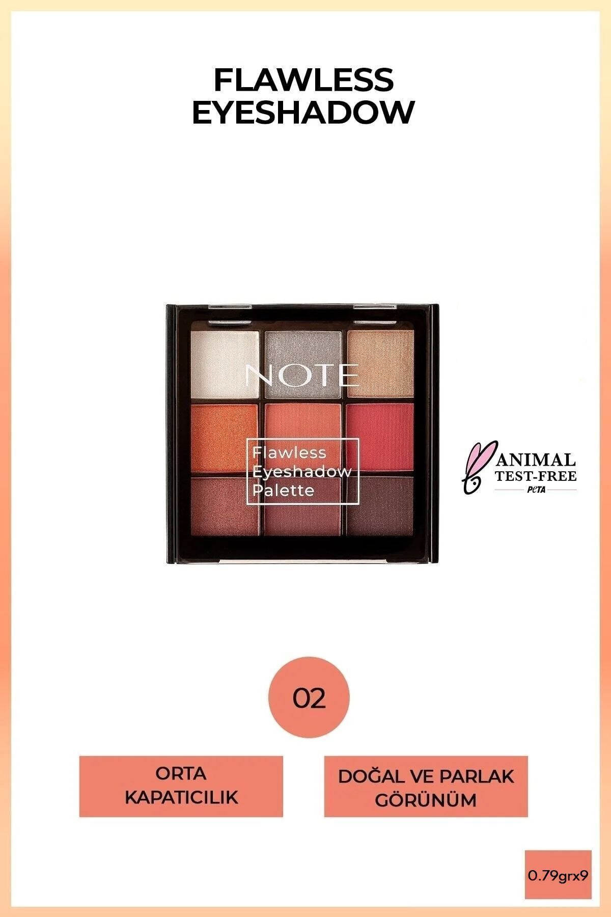 NOTE Flawless Eyeshadow Mat Ve Işıltılı Toz Göz Far Paleti - 02 Pastel Renkler