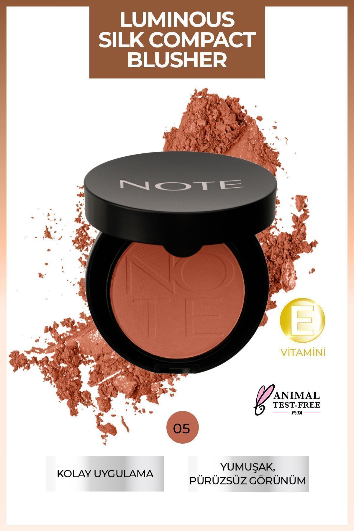 NOTE Luminous Silk Compact Blusher Toz Allık - 05 Desert Rose