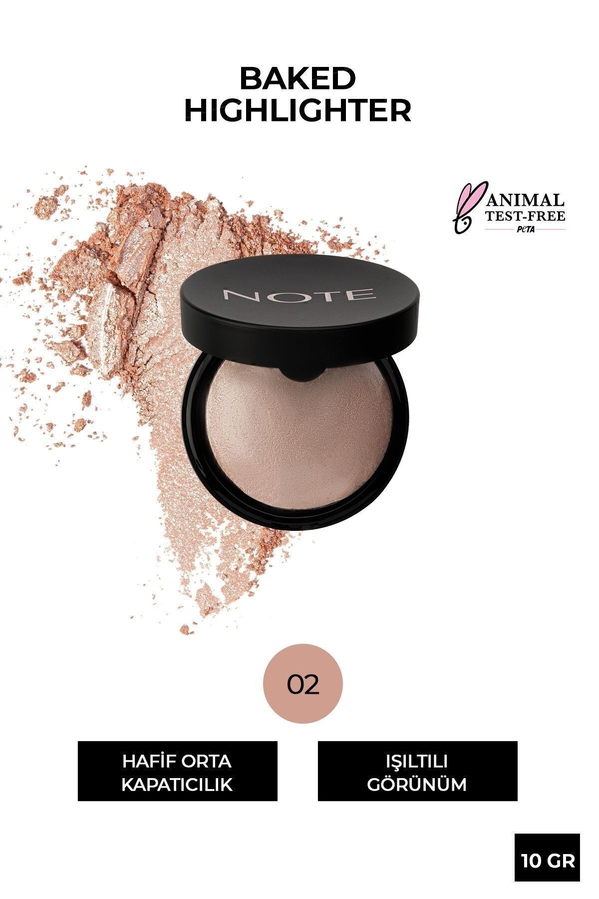 NOTE Baked Highlighter Işıltılı Fırınlanmış Toz Aydınlatıcı - 02 Sunkiss