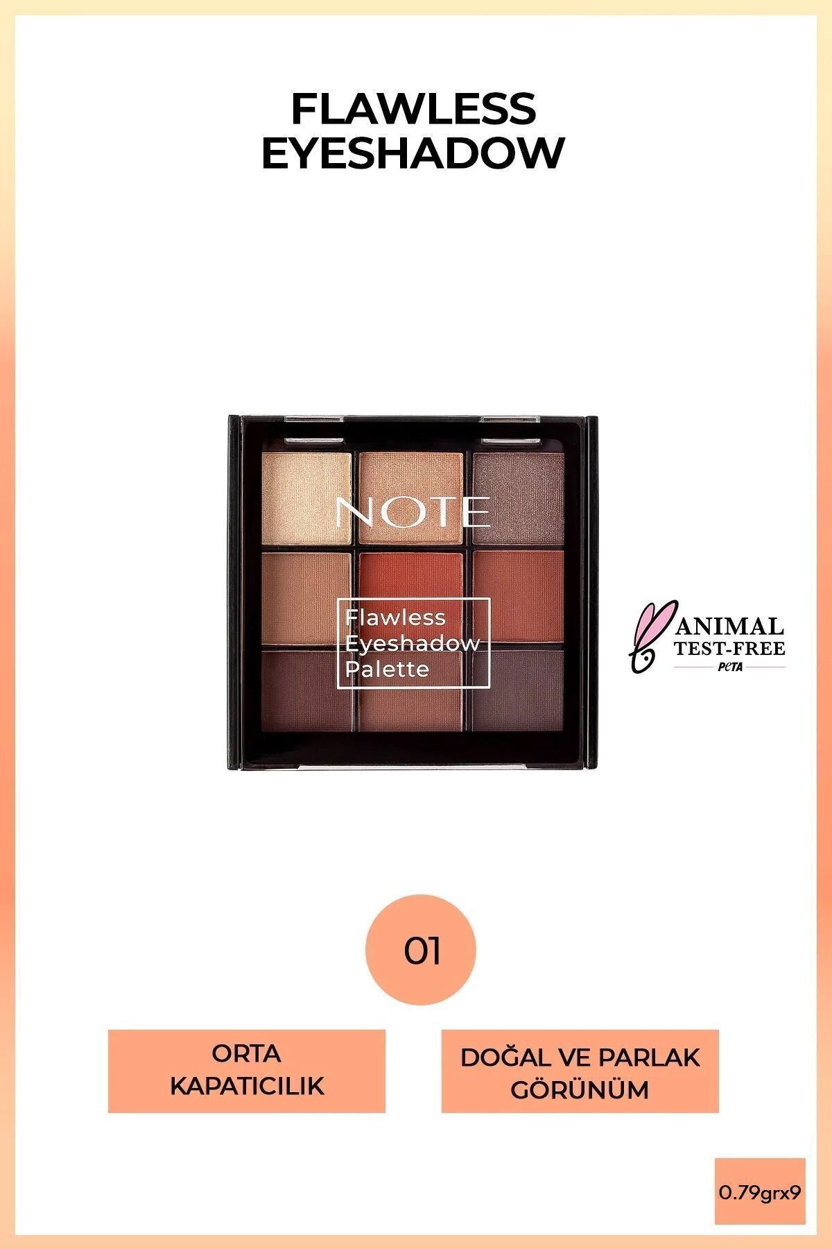 NOTE Flawless Eyeshadow Mat Ve Işıltılı Toz Göz Far Paleti - 01 Canlı Renkler