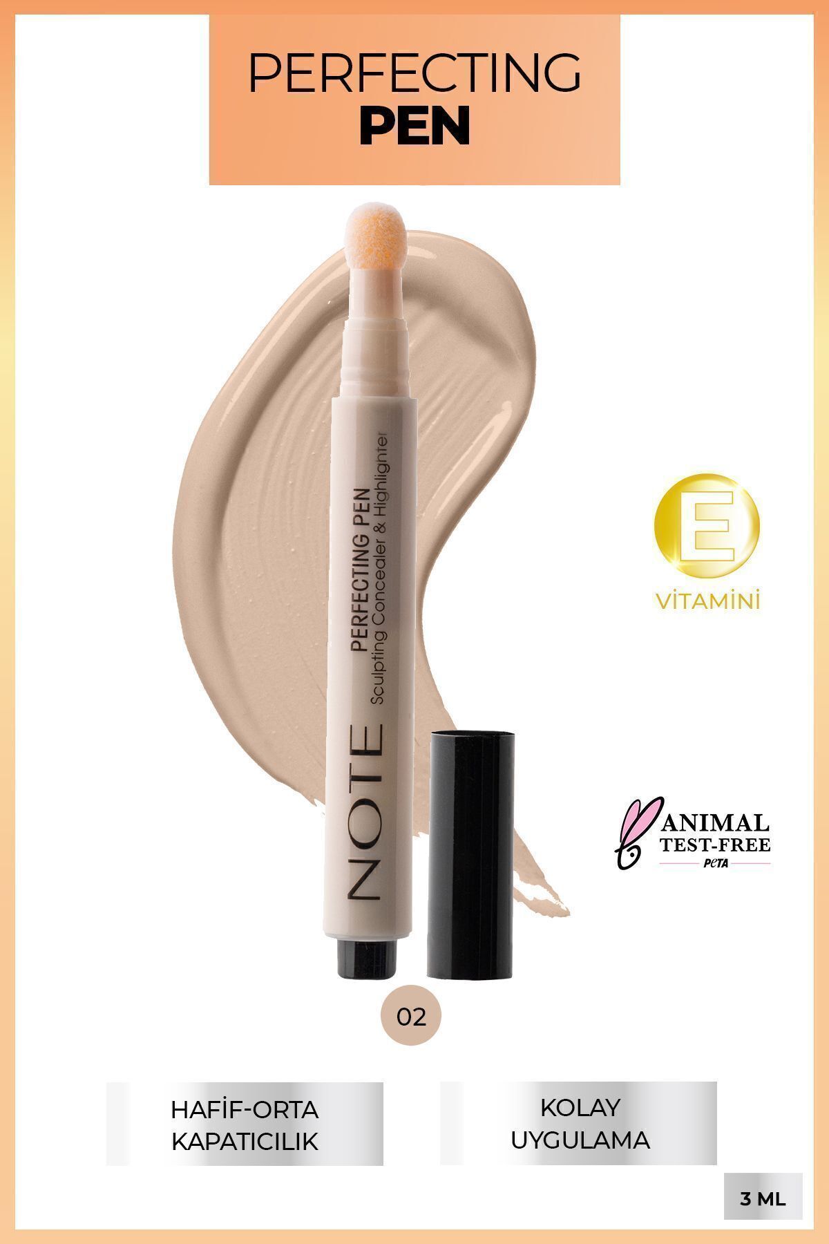 NOTE Perfecting Pen Aydınlatıcı Etkili Kalem Göz Altı Kapatıcısı - 02 Warm Rose
