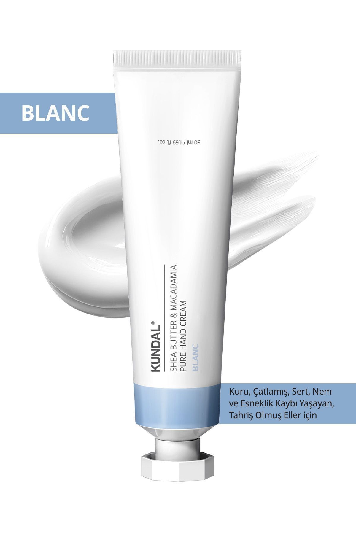 Kundal Yoğun Nem Veren Besleyici El Kremi KUNDAL Shea Butter & Macadamia Pure Hand Cream 50ml (Blanc)