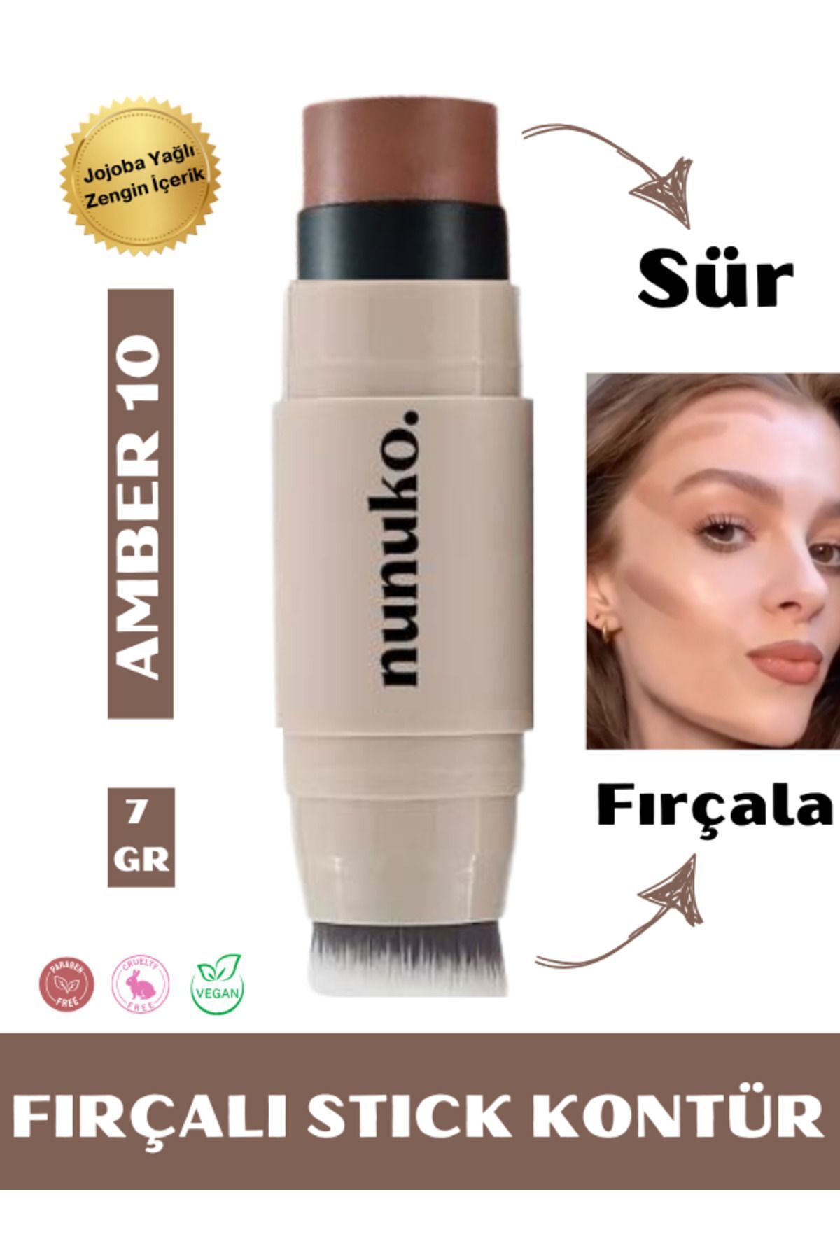 NUNUKO Milky Jelly 2'si 1 Arada Çift Taraflı Fırçalı Stick Kontür Yumuşak Sürüm