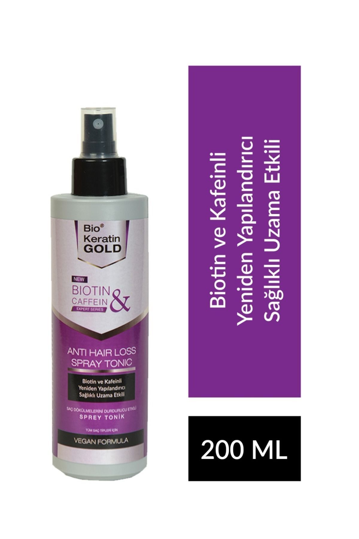 Bio Keratin Gold Biotin & Kafein Dökülme Karşıtı Saç Tonik Hızlı Uzamaya Yardımcı 200 ml