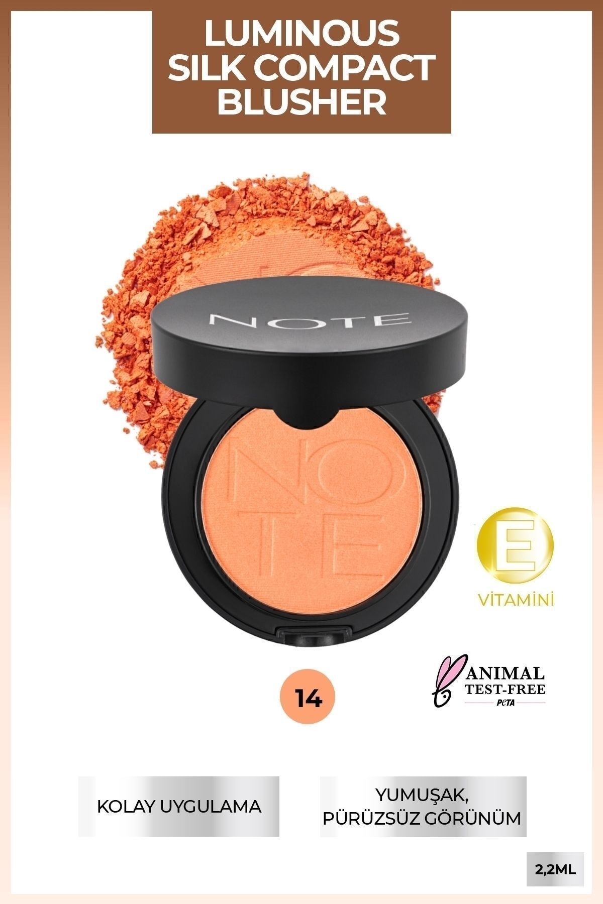 NOTE Luminous Silk Compact Blusher Toz Allık - 14 Dreamy Coral