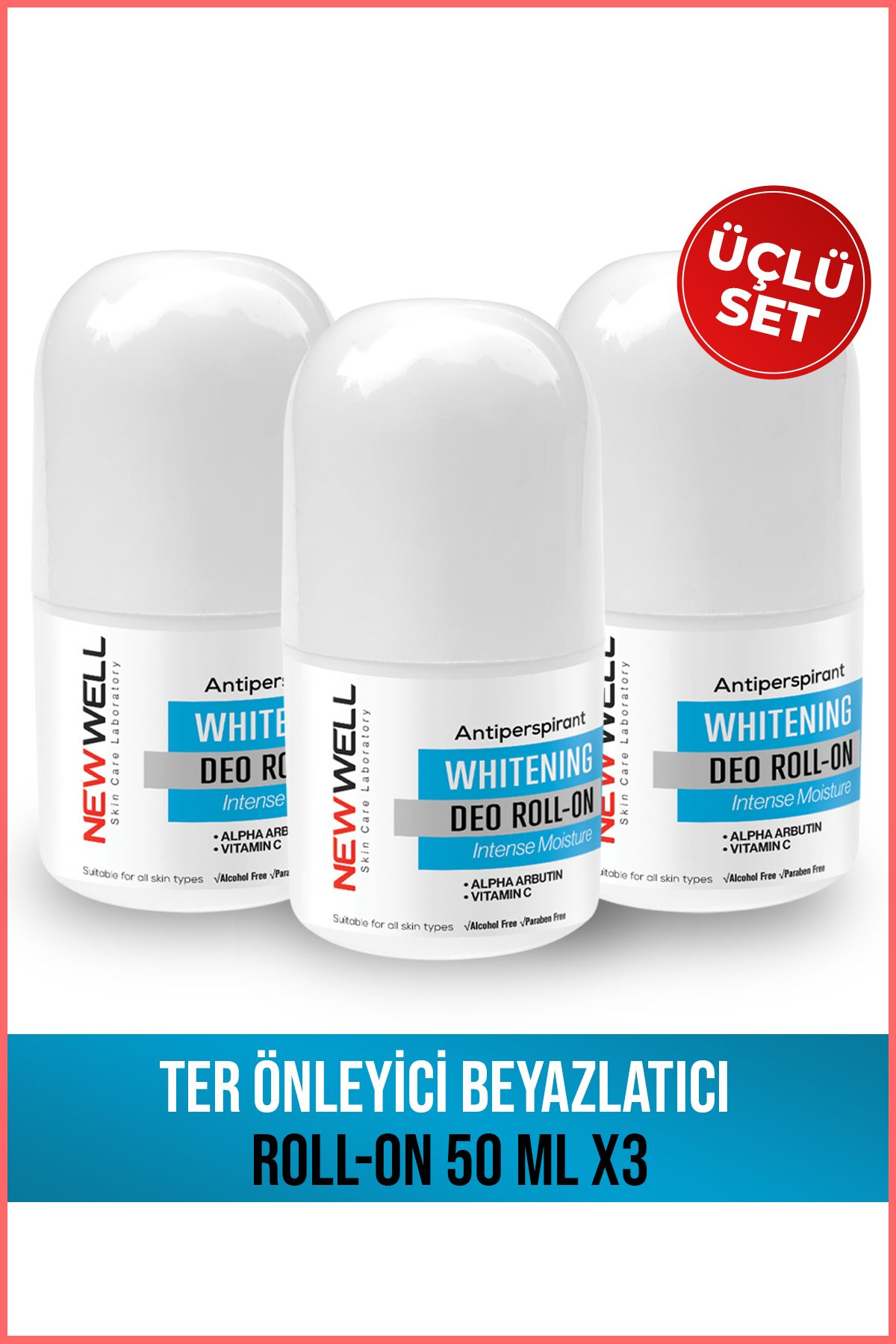 New Well 3 Adet Ter Önleyici Beyazlatıcı Roll-on 50 ml