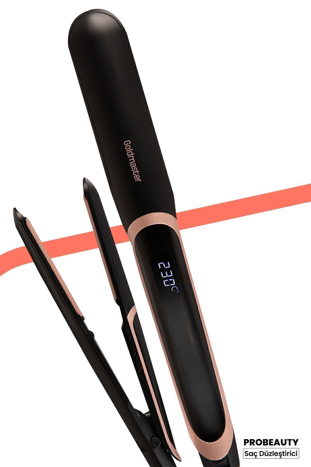 GOLDMASTER Probeauty Dijital Ekran Keratin Seramik İnce Plakalı Saç Düzleştirici ve Şekillendirici