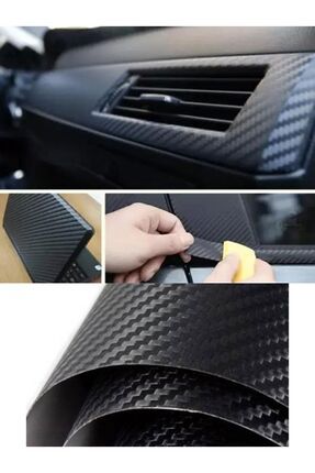 MeyZoneKarbon Fiber Folyo Hava Kanallı Araç Döşeme Kaplama Folyosu Siyah 30 Cm X 1 Metre