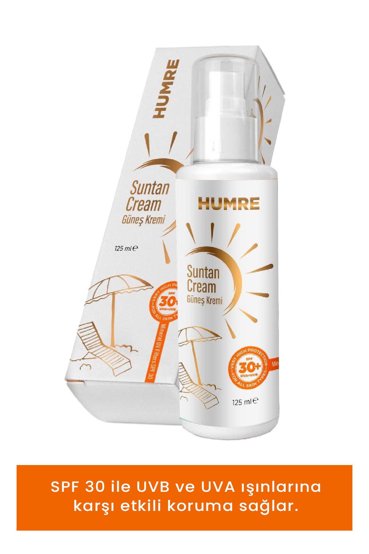 HUMRE Güneş Kremi 30 Spf - Yüksek Koruma, Cilt Dostu, Suya Dayanıklı Güneş Koruyucu