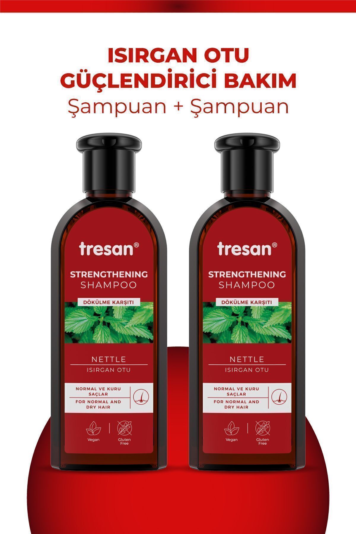 Tresan Isırgan Otu Dökülme Karşıtı & Güçlendirici Bakım Şampuanı – Normal ve Kuru Saçlar (300 ml X2)