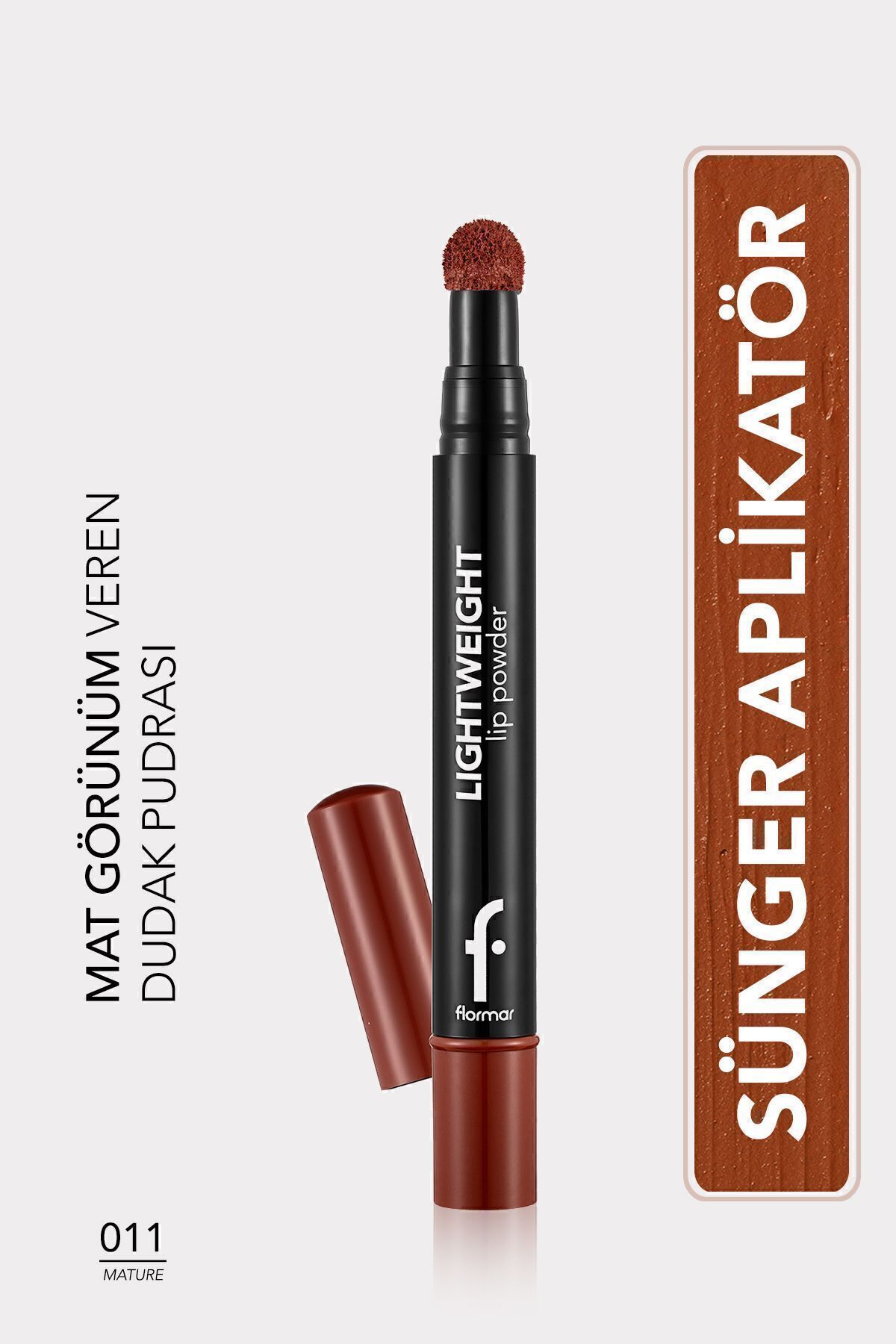 Flormar Hafif Yapılı Mat Dudak Pudrası (KAHVE) - Lightweight Lip Powder - 011 Mature