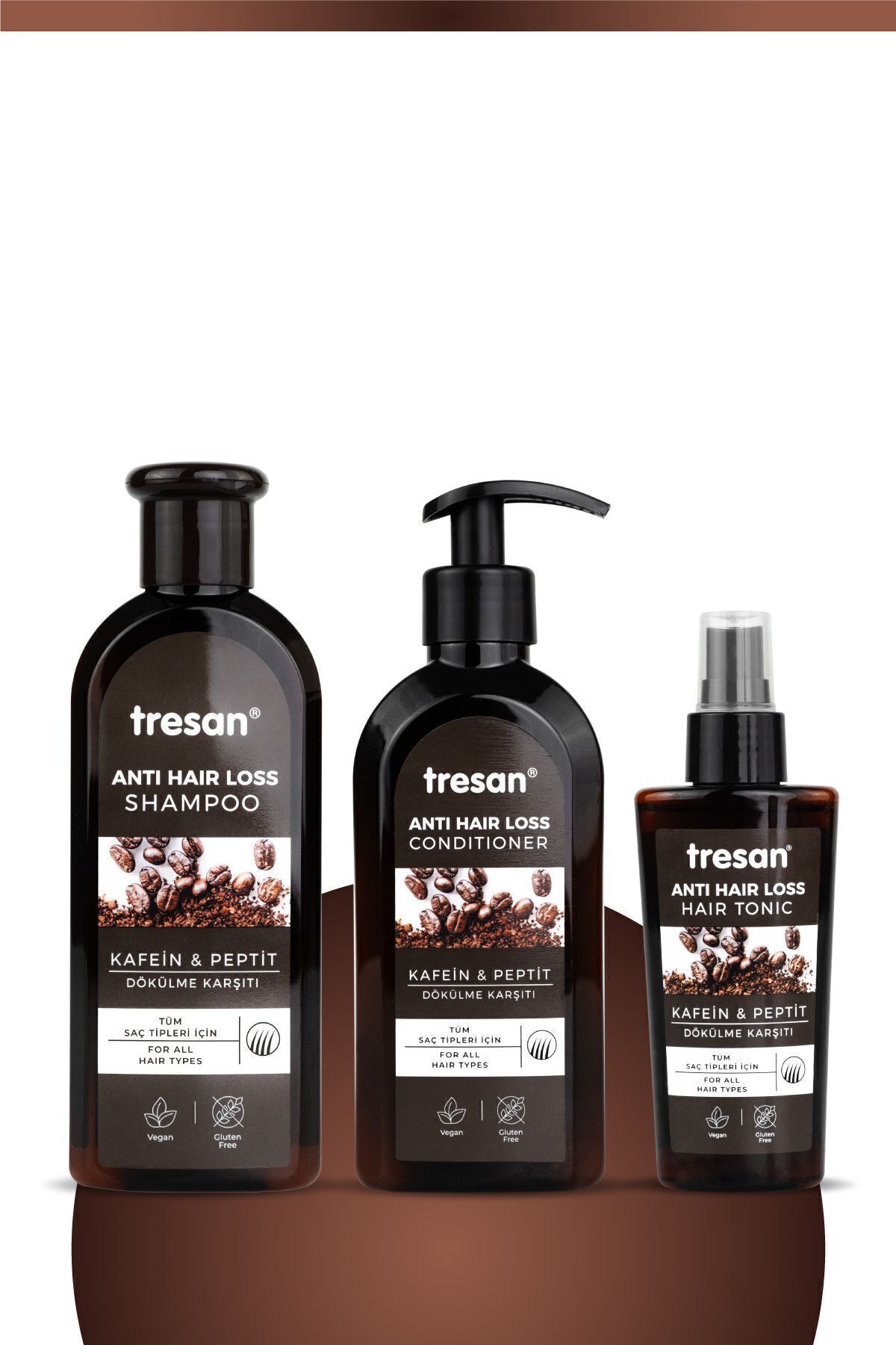 Tresan Kafein & Peptit Dökülme Karşıtı Şampuan + Saç Kremi + Saç Toniği