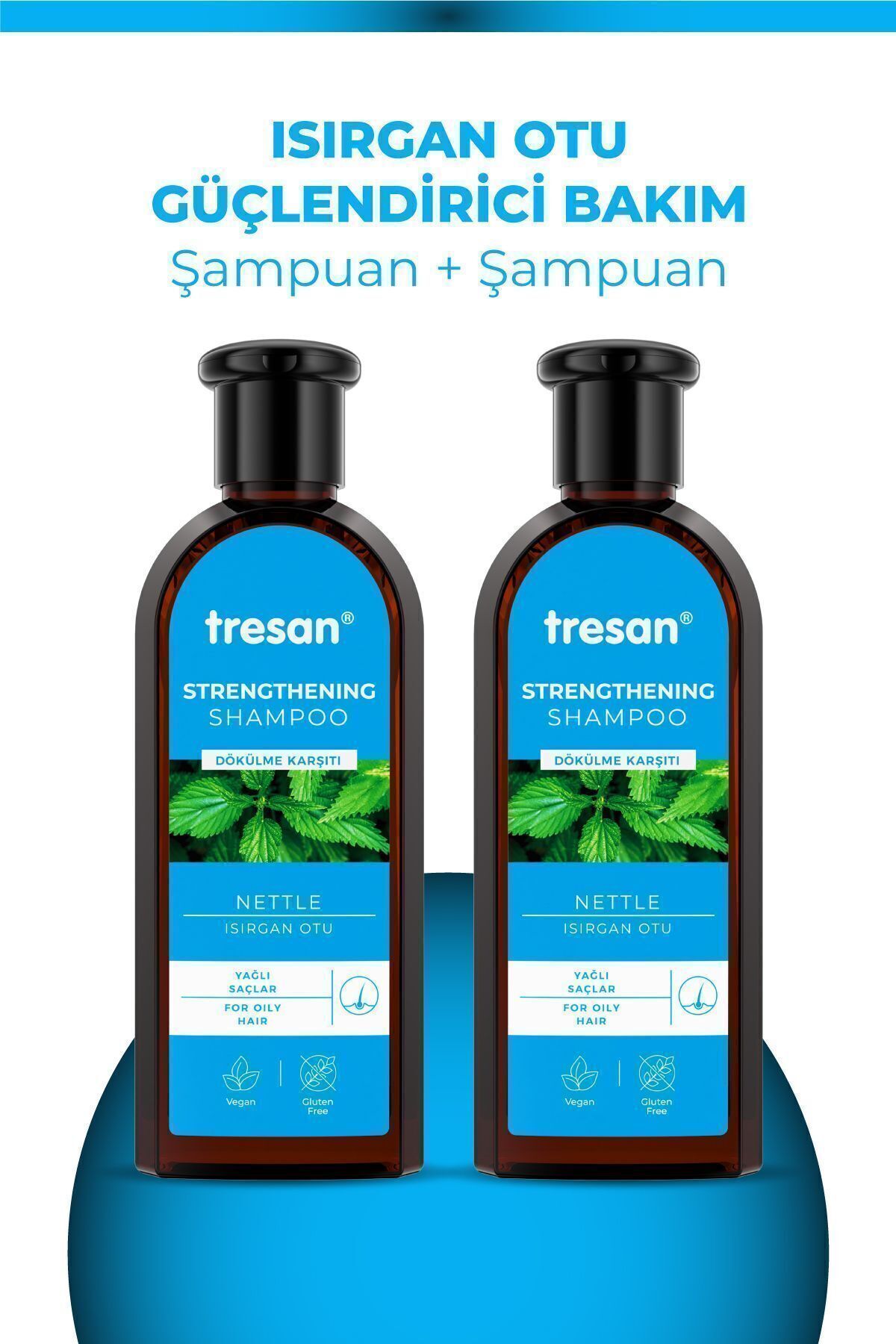 Tresan Isırgan Otu Dökülme Karşıtı & Yağ Dengeleyici Bakım Şampuanı – Yağlı Saçlar (300 ml X2)