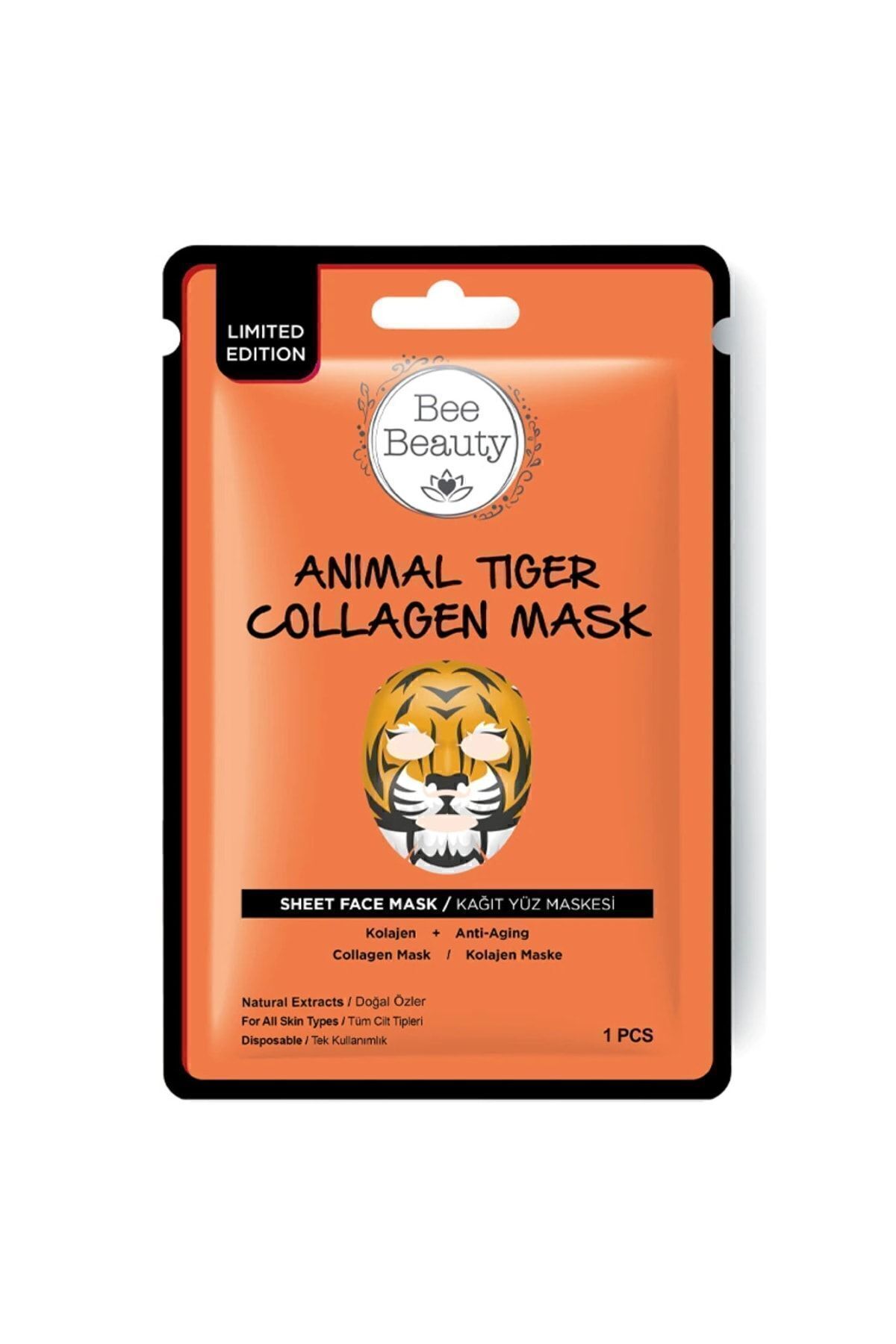 Bee Beauty Animal Kağıt Maske Tiger Kolajen Kaplan
