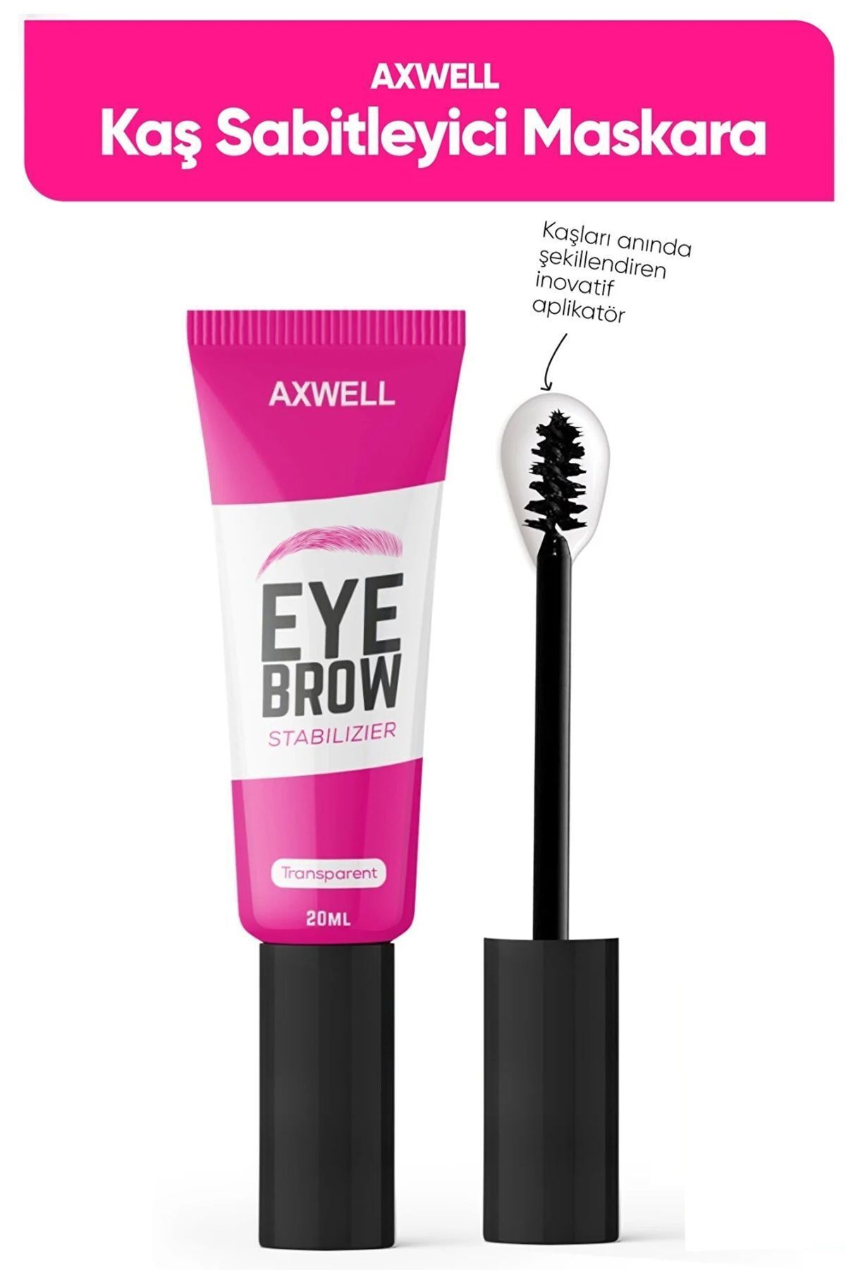 AXWELL Eyebrow Mascara 20 ml - Şeffaf Kaş Sabitleyici & Şekillendirici Jel Maskara