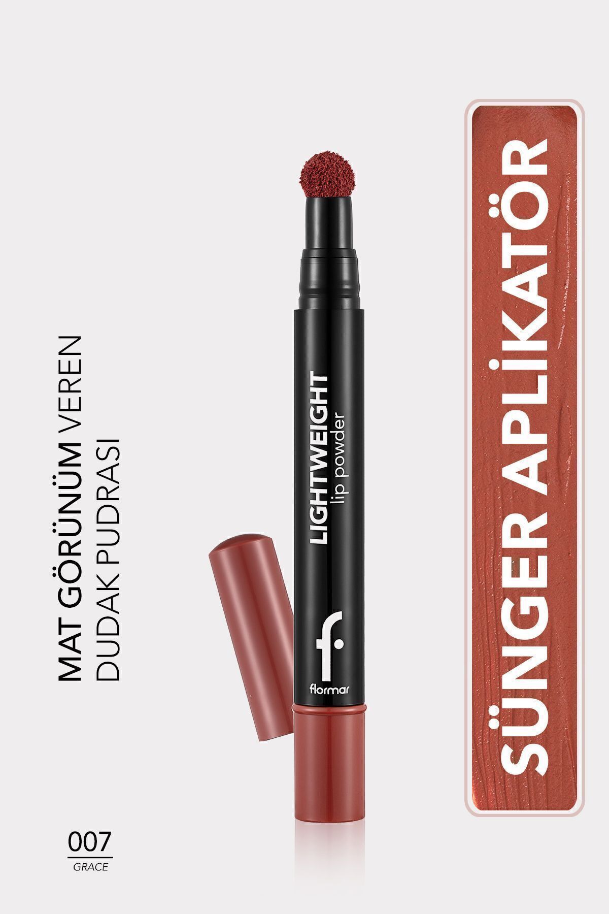 Flormar Hafif Yapılı Mat Dudak Pudrası (Şeftali) - Lightweight Lip Powder - 007 Grace - 8682536007498