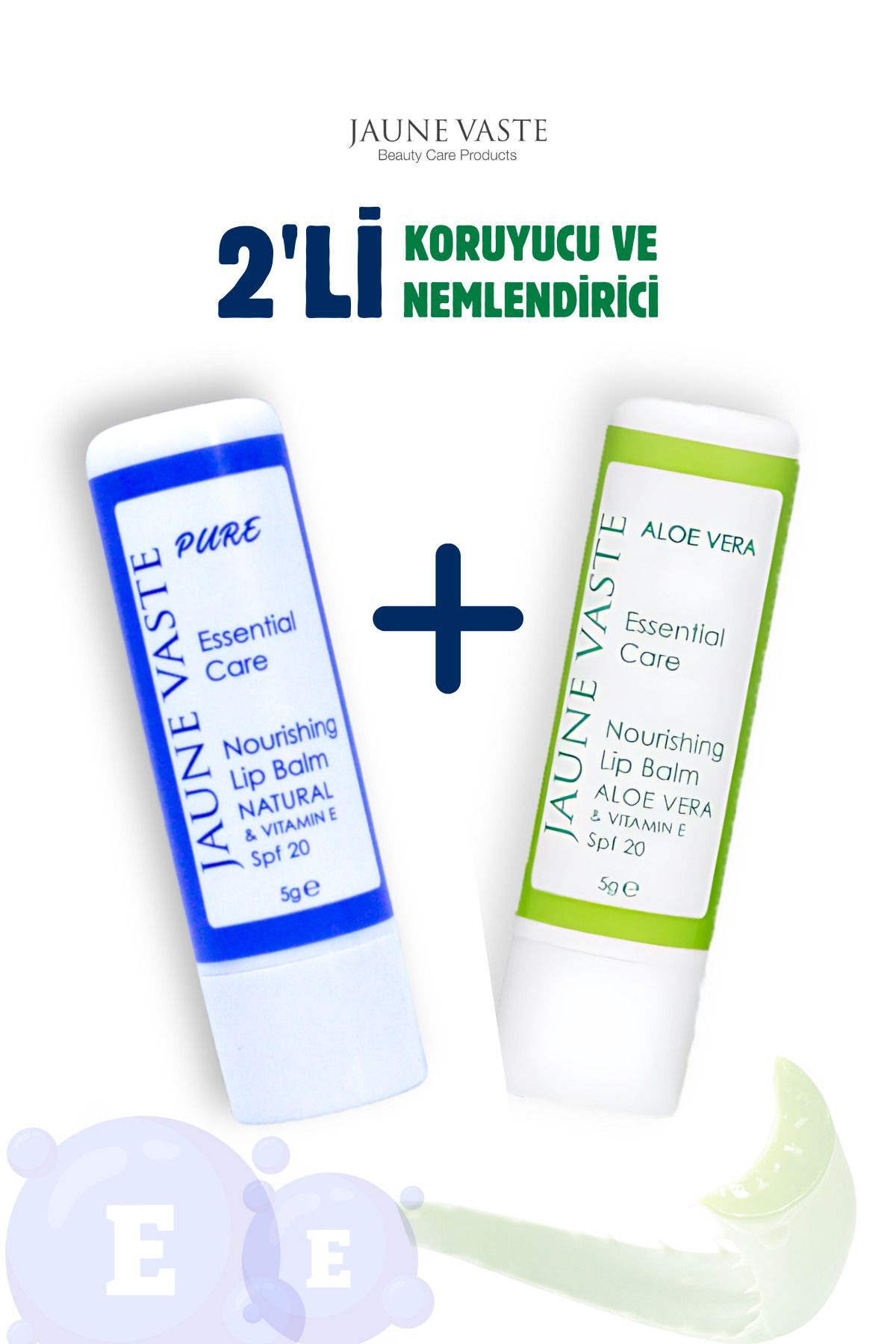 Jaune Vaste Lip Care Kuruyan Ve Çatlayan Dudaklara Onarıcı Bakım Spf20 5g Stick Aloe Vera + Sade