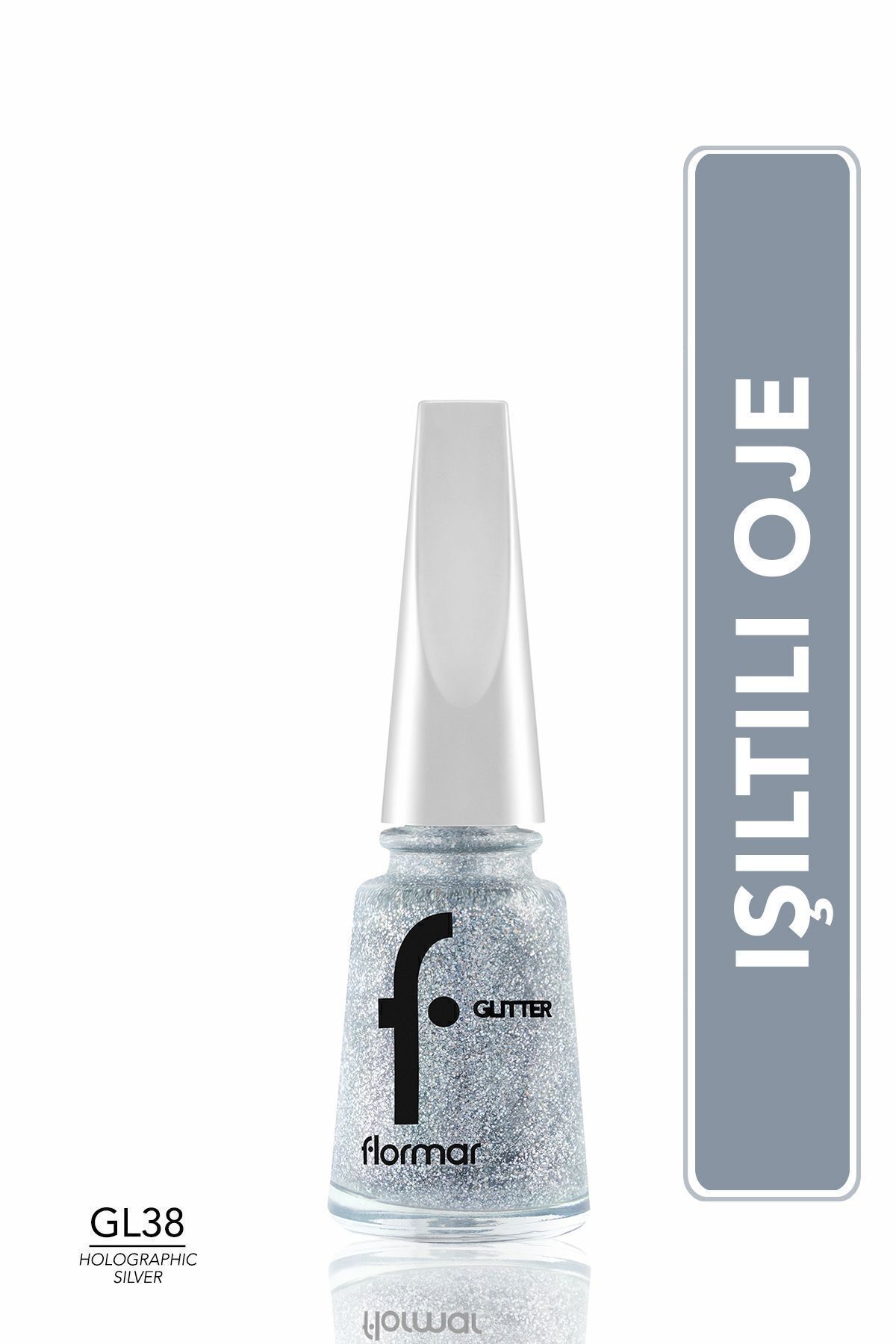Flormar Yoğun Simli Şeffaf Oje - Glitter Nail Enamel - GL038 Holographıc Sılver-8682536049924