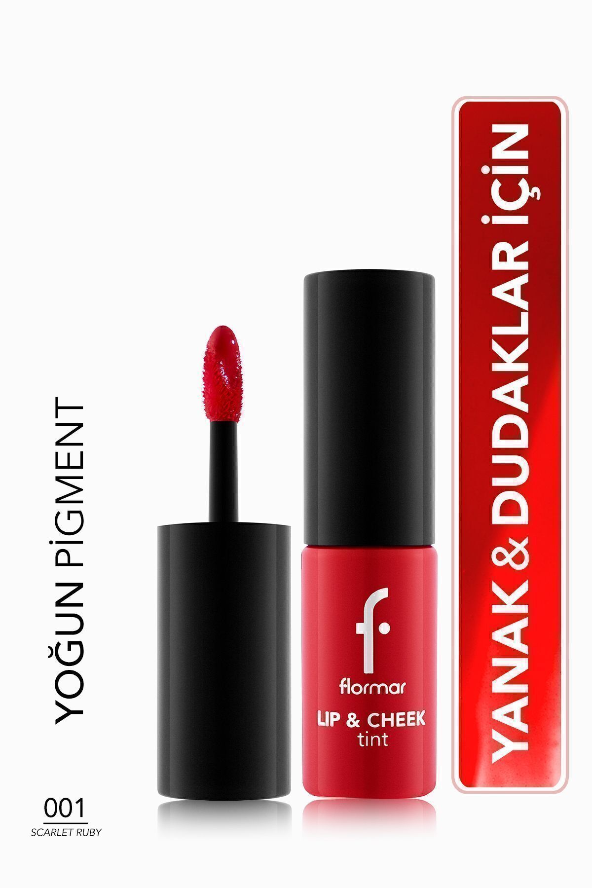Flormar Uzun Süre Kalıcı Jel Tint (KIRMIZI) - Lip & Cheek Tint - 001 Scarlet Ruby