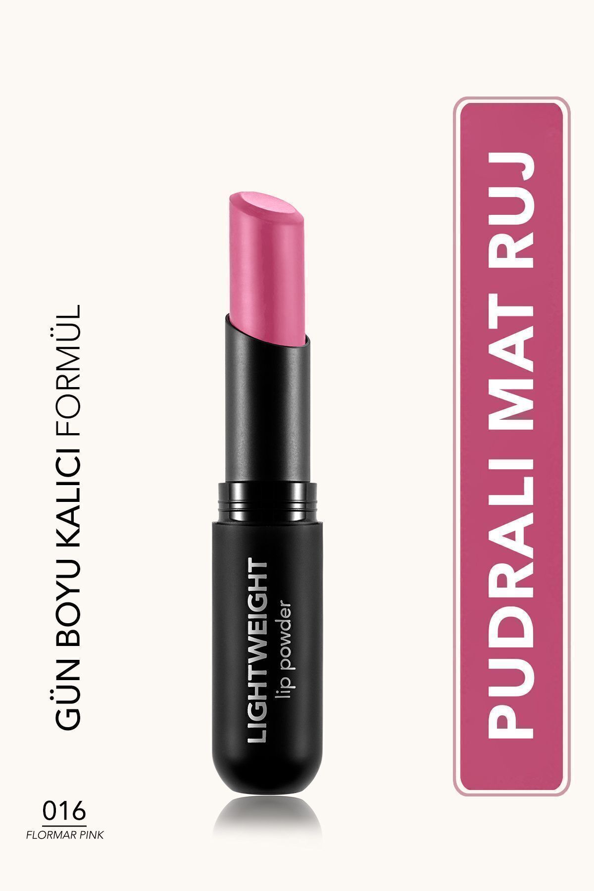 Flormar Ultra Hafif Mat Ruj ( Pembesi) - Lightweight Lip Powder - 016 Pink - 8682536061940