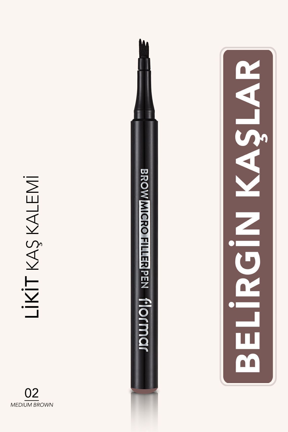 Flormar Fırça Uçlu Likit Kaş Kalemi (ORTA KAHVE) - Brow Micro Filler Pen -002 Mdıum Brwn New - 8682536038522