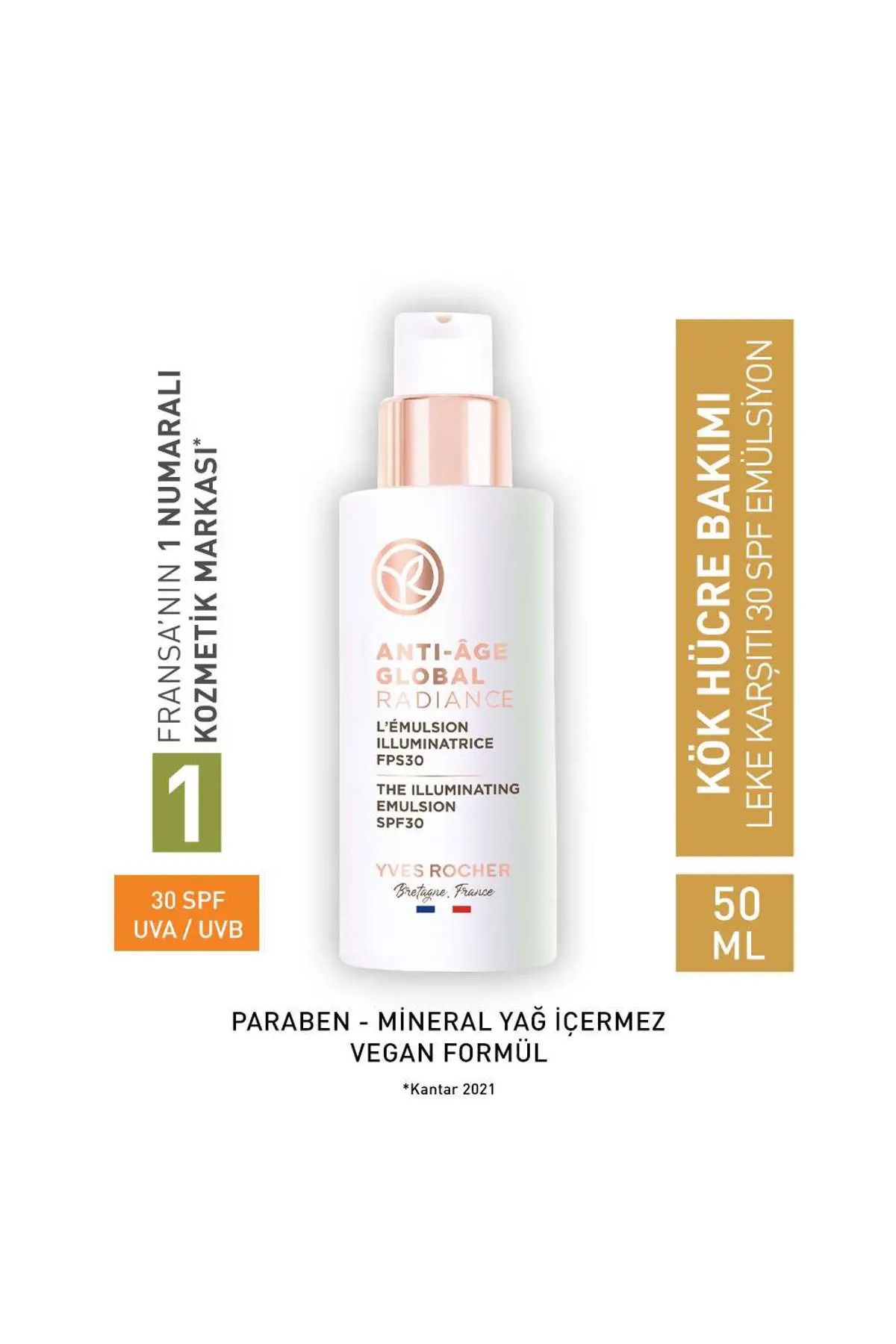 Yves Rocher Anti Age Global Leke Karşıtı 30 SPF Emülsiyon Krem Yenileyici Yaşlanma Karşıtı - Carest Cosmetic