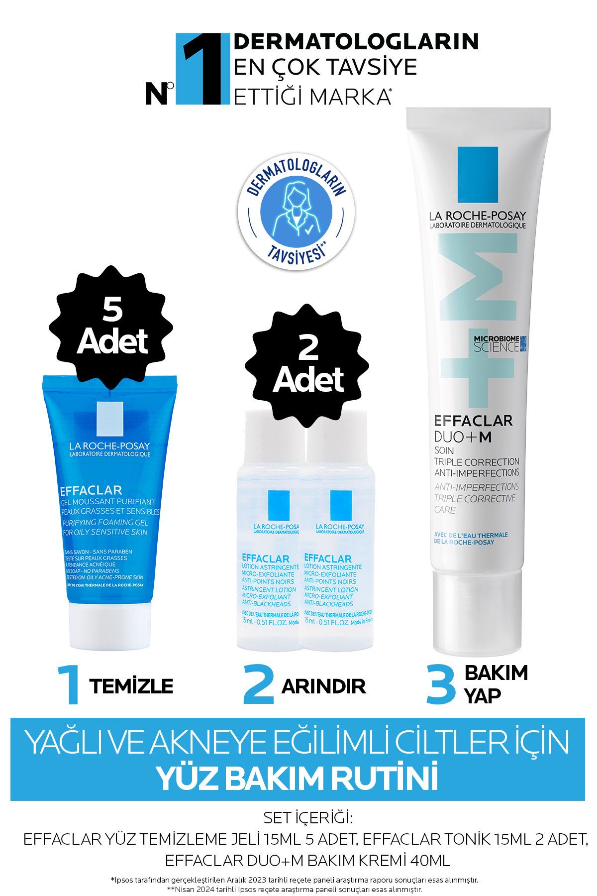 La Roche Posay Yağlı/Akneye Eğilimli Ciltler İçin Cilt Bakım Seti: Yıkama Jeli&Effaclar Duo M+ & Sıklaştırıcı Tonik