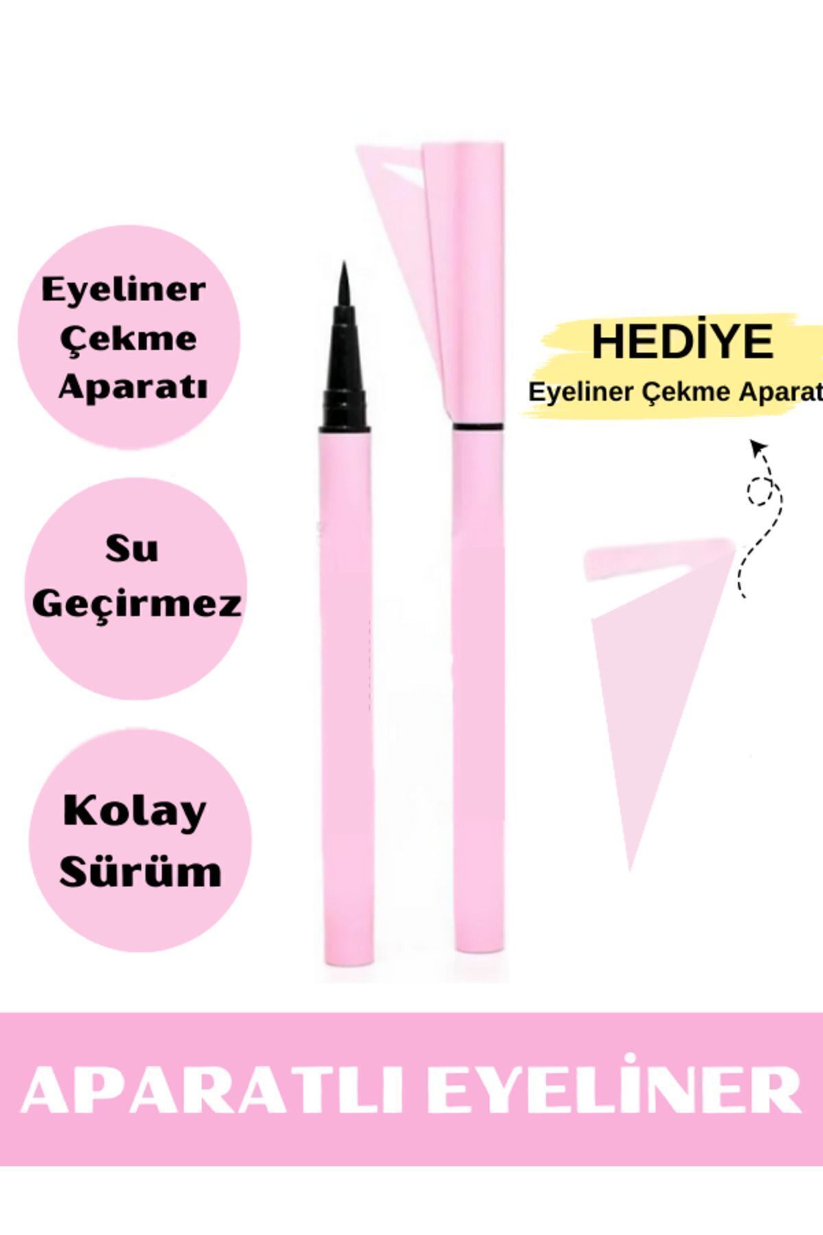 NUNUKO Siyah Kalem Eyeliner - Eyeliner Çekme Aparatlı - Eyeliner Çekme Aparatı Dahil