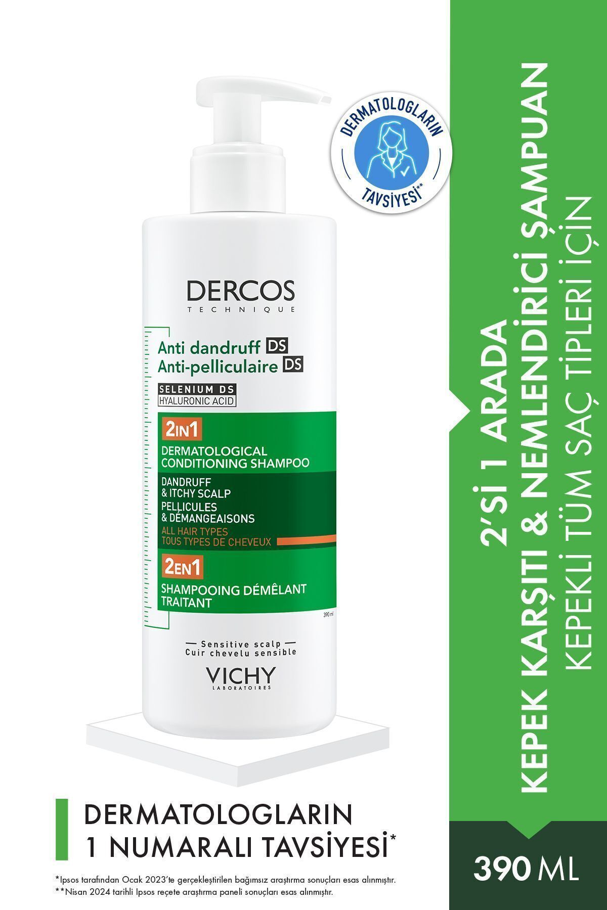 Vichy Dercos 2 in 1 Anti-Dandruff & Moisturizing Shampoo 390ml Passi.2254