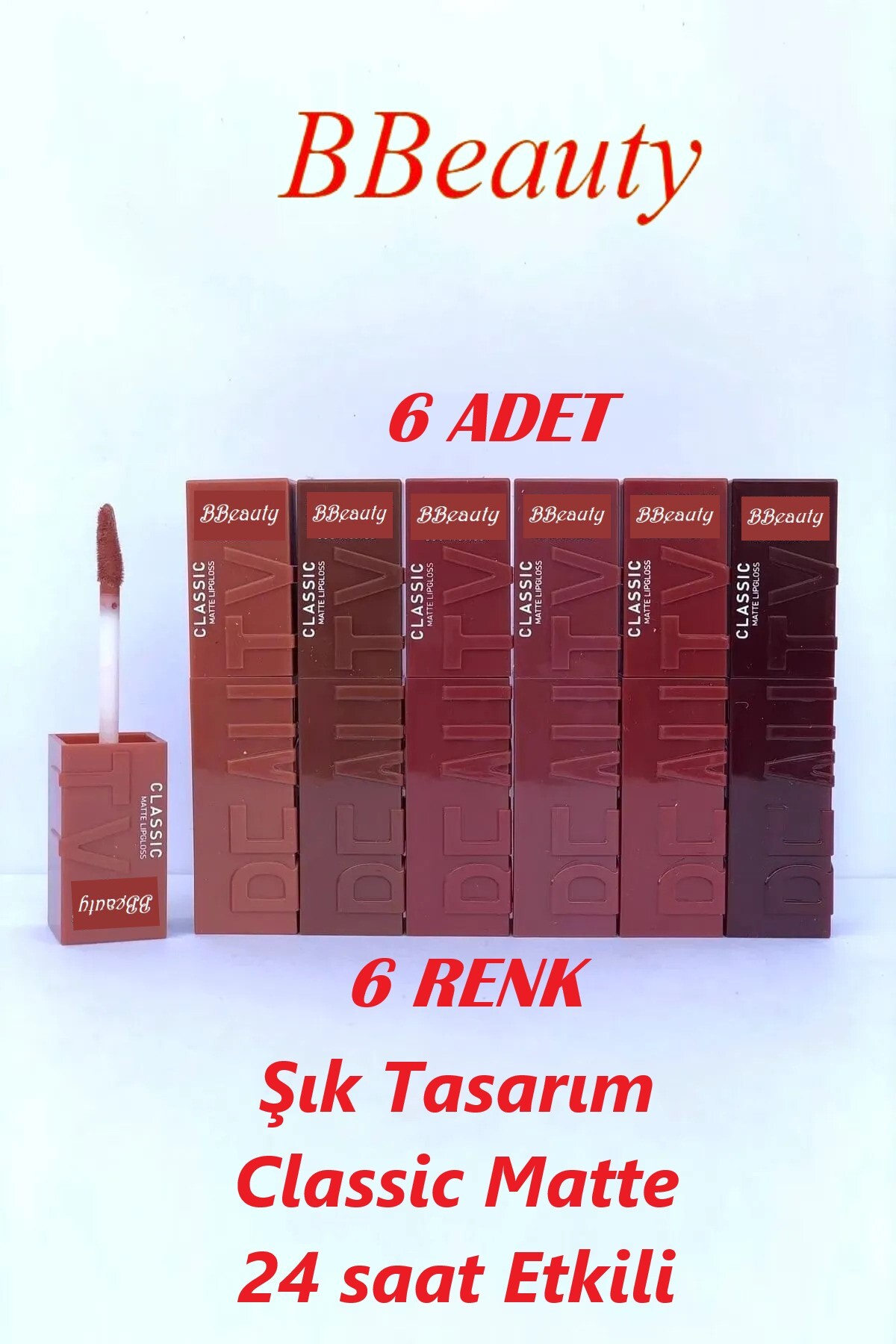 BBeauty 24 Saat Kalıcı Classic Matte Lipgloss 6 'lı Likit Ruj Seti