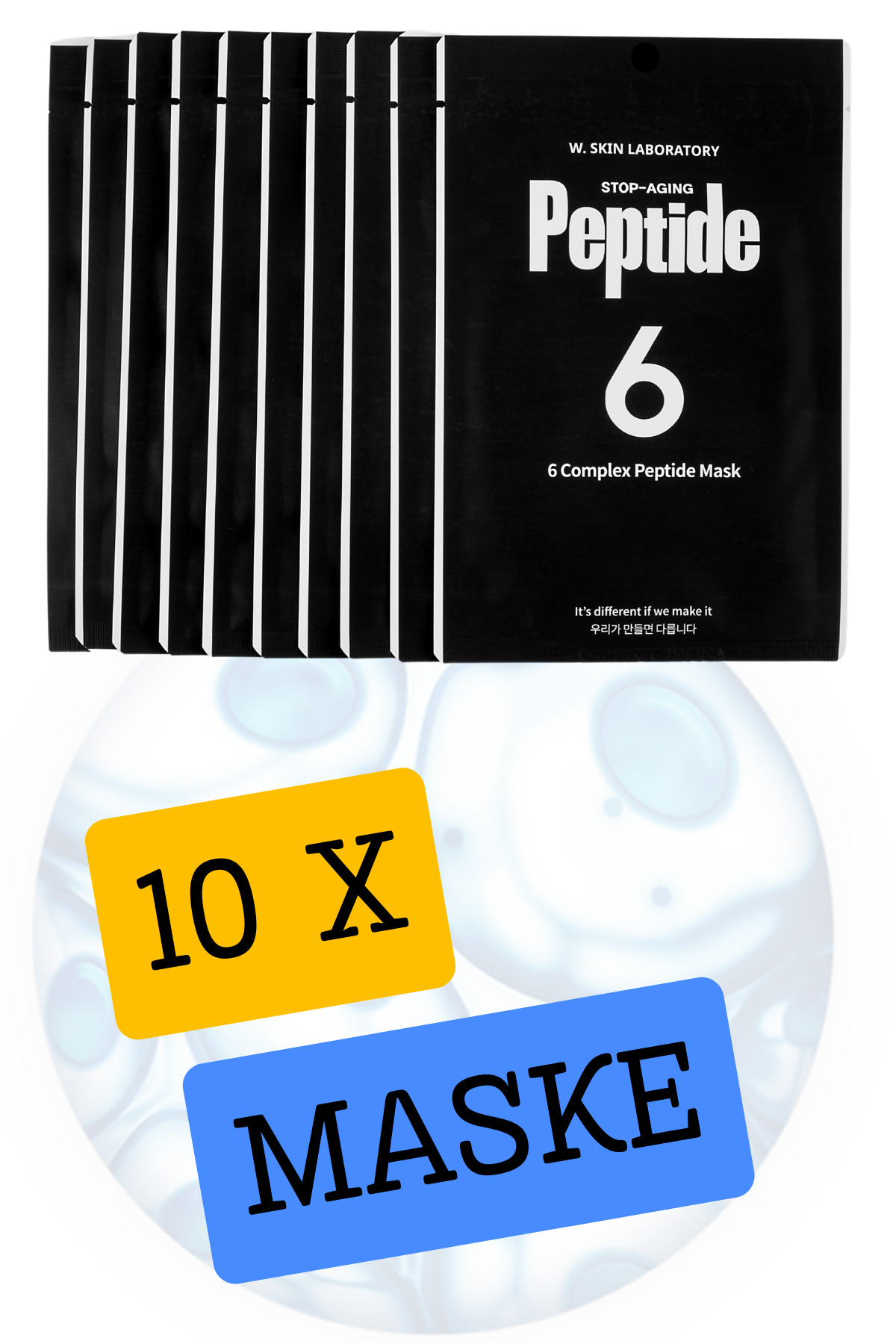 W. Skin Laboratory Stop Aging 6 Complex Peptide Mask 10 Adet 22 ML Yüz Maskesi