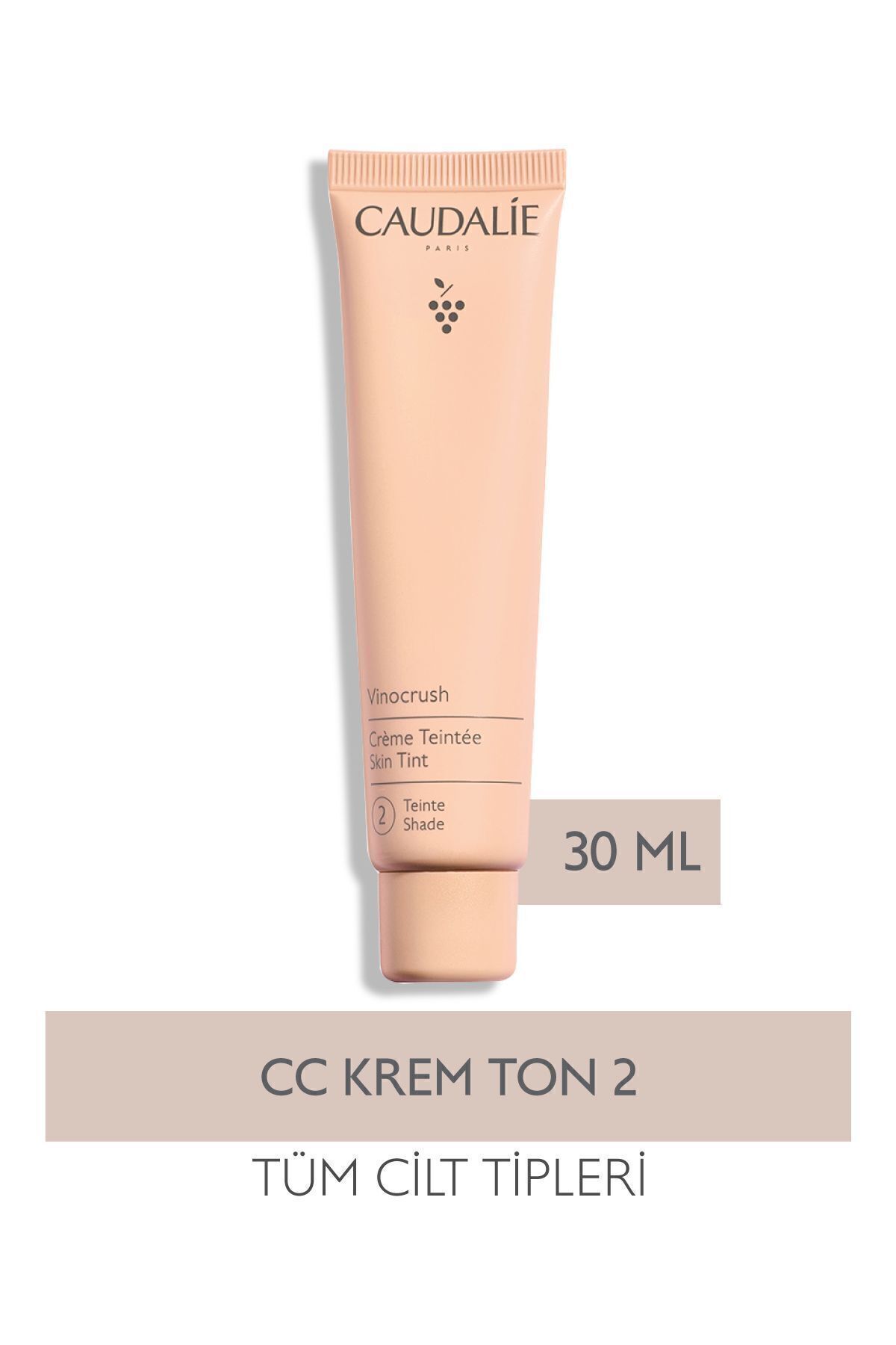 Caudalie Vinocrush Cilt Tonunu Eşitleyici, Nemlendirici ve Işıltı Veren Doğal Bitişli Ton 2 CC Krem 30ml