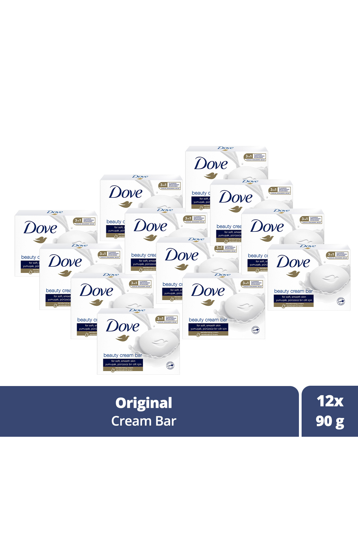 Dove Beauty Cream Bar Katı Güzellik Sabunu Original Nemledirici Etkili 90 g x12