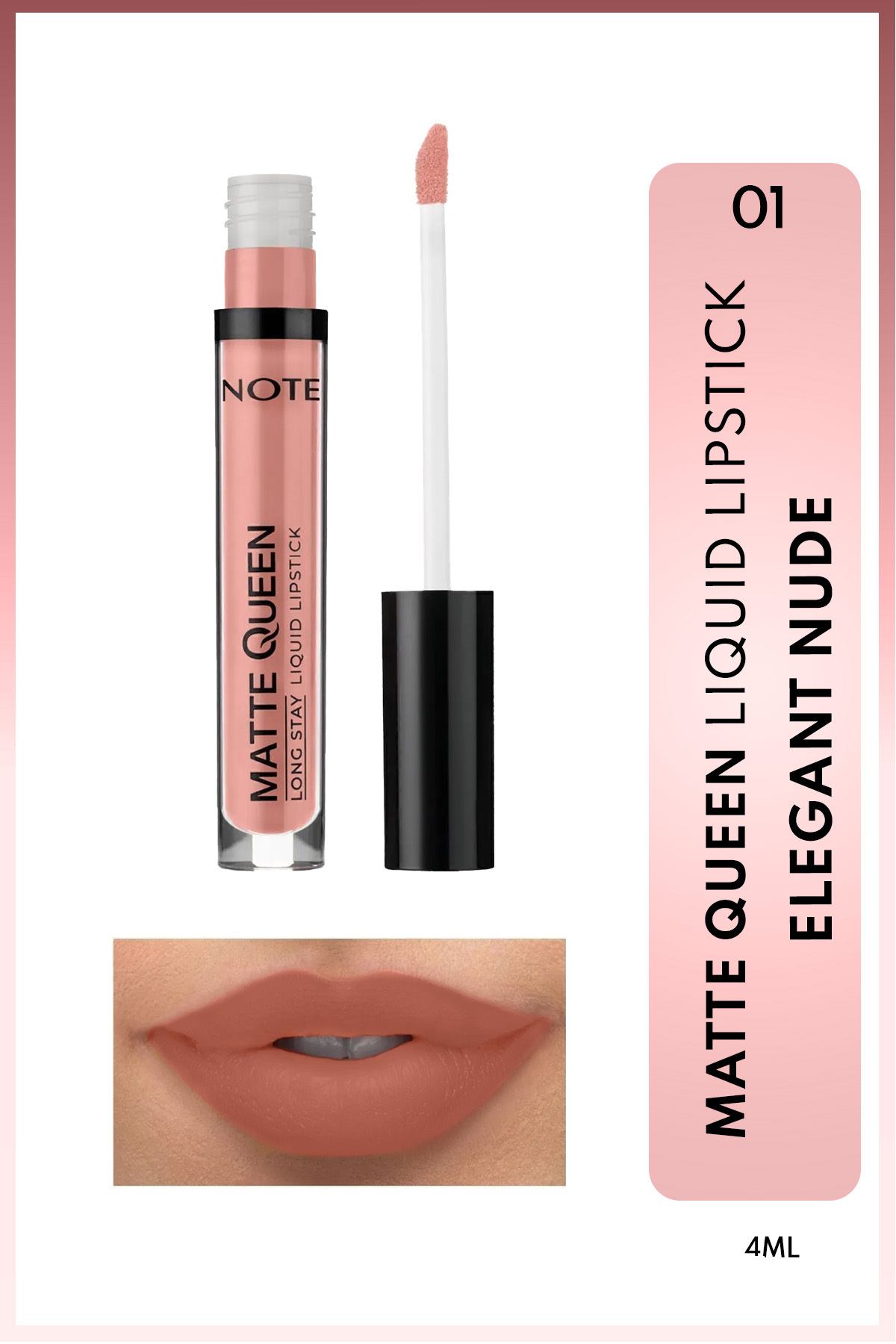 NOTE Matte Queen Lipstick Kalıcı Mat Likit Ruj - 01 Elegant Nude - Nude