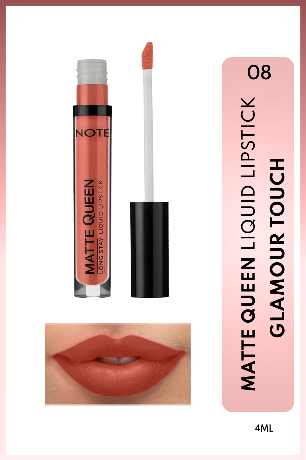 NOTE Matte Queen Lipstick Kalıcı Mat Likit Ruj - 08 Glamour Touch - Nude