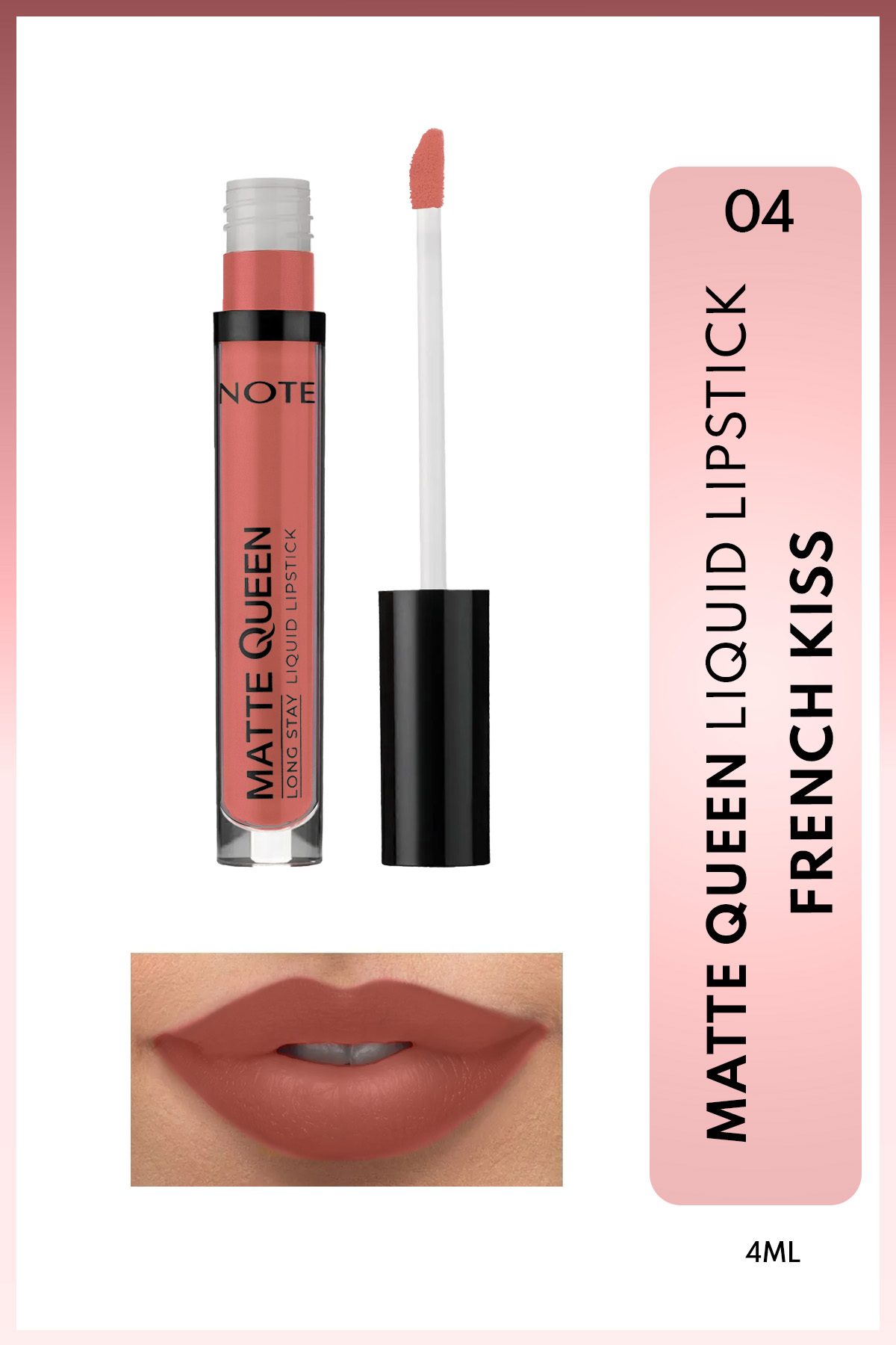 NOTE Matte Queen Lipstick Kalıcı Mat Likit Ruj - 04 French Kiss - Nude