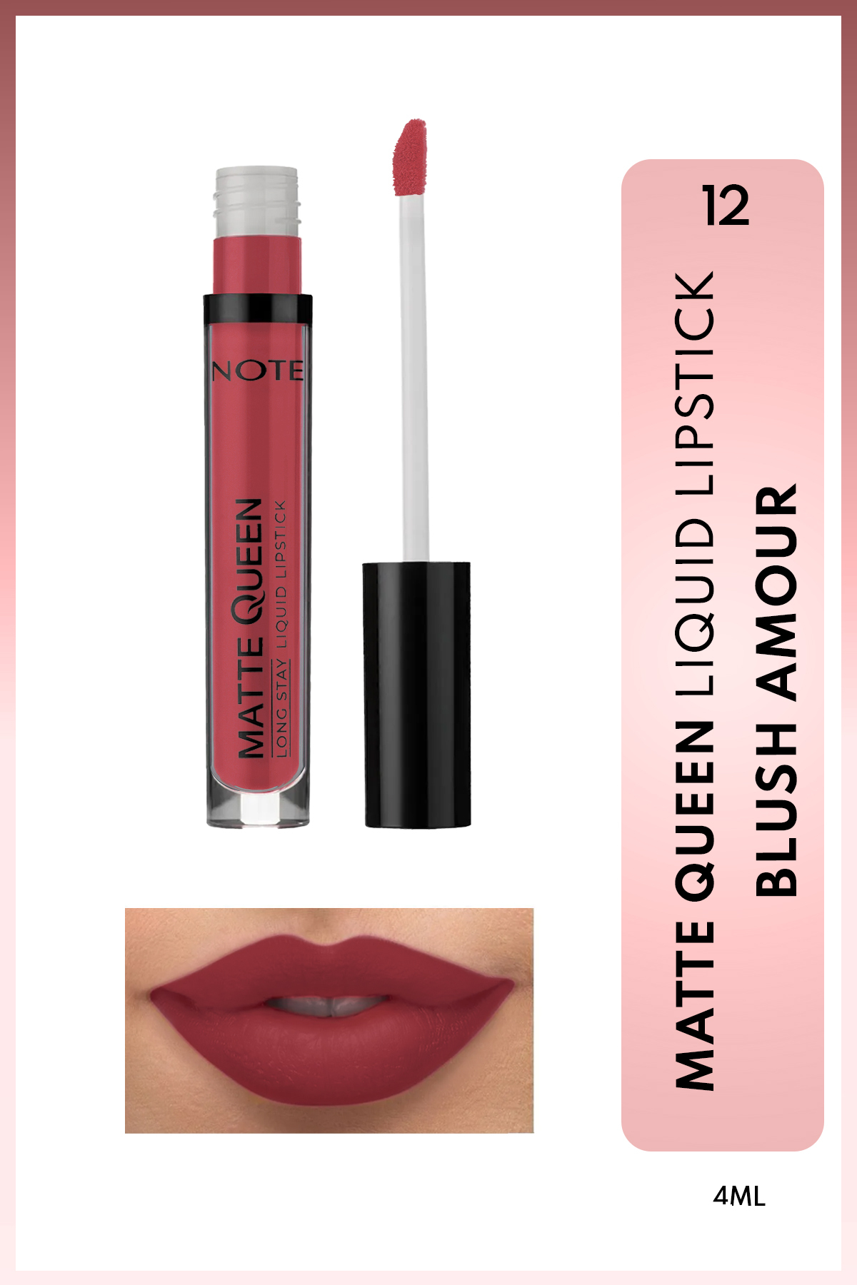NOTE Matte Queen Lipstick Kalıcı Mat Likit Ruj - 12 Blush Amour - Pembe