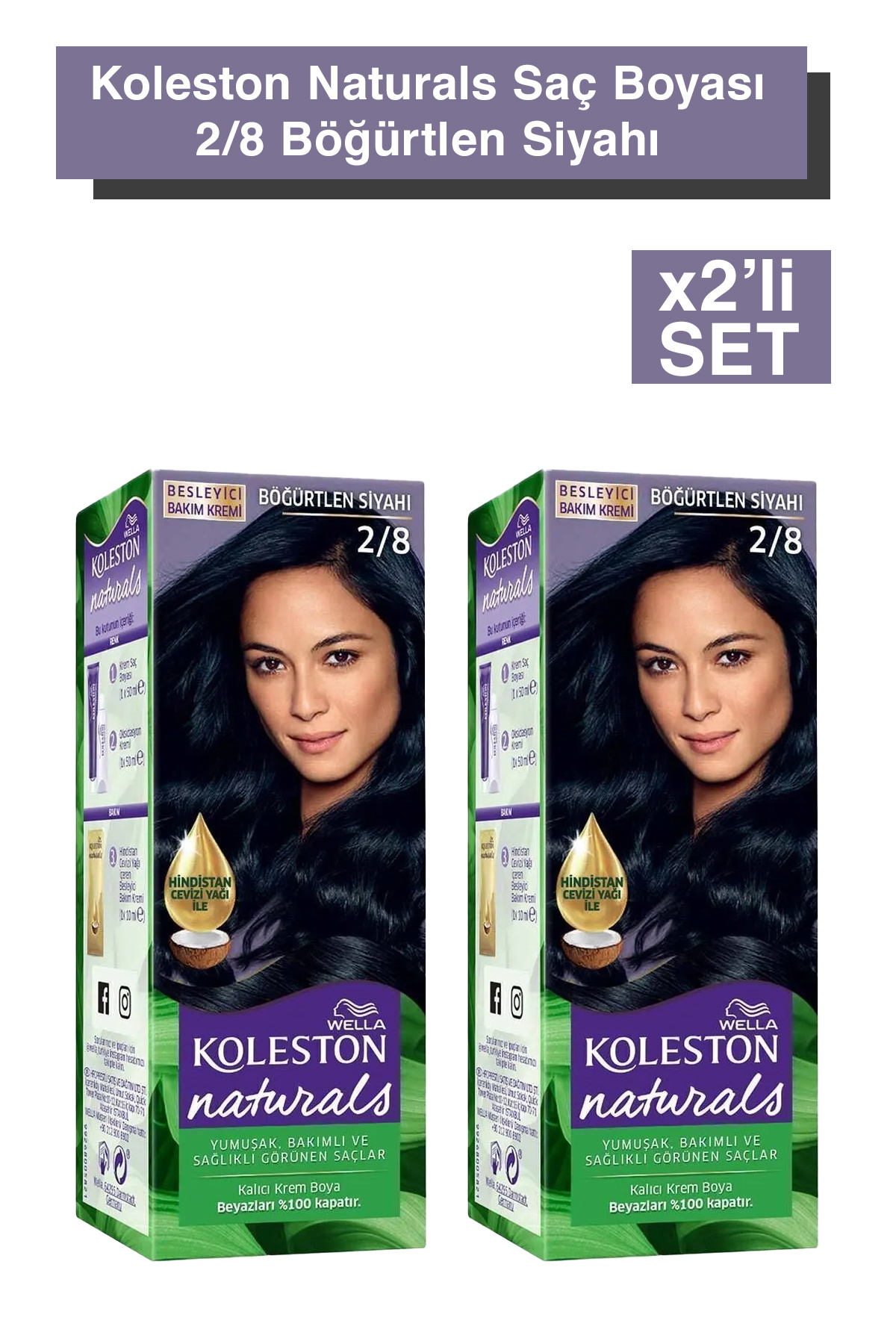 Wella Koleston Naturals 2/8 Böğürtlen Siyahı Saç Boyası X2 Adet