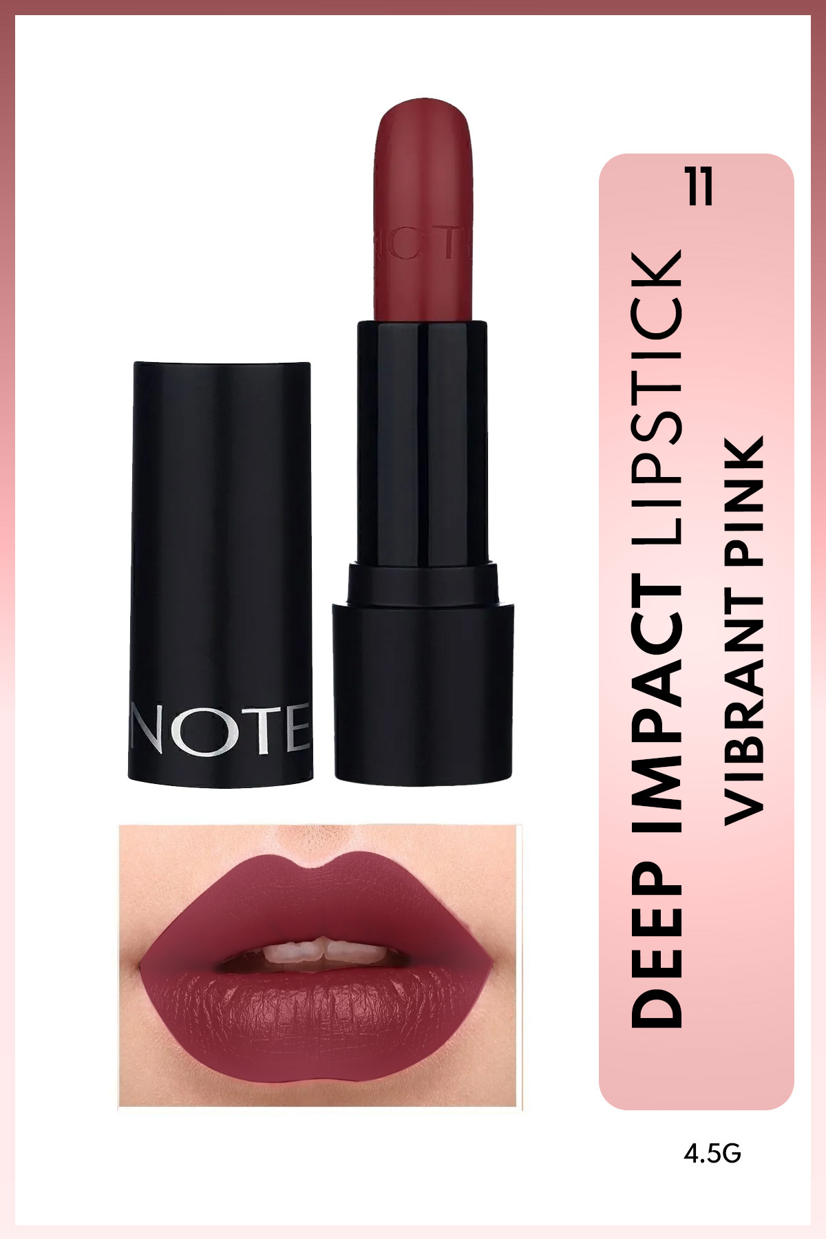 NOTE Deep Impact Lipstick Kremsi Dokulu Yarı Parlak Ruj 11 Vibrant Pink - Kırmızı