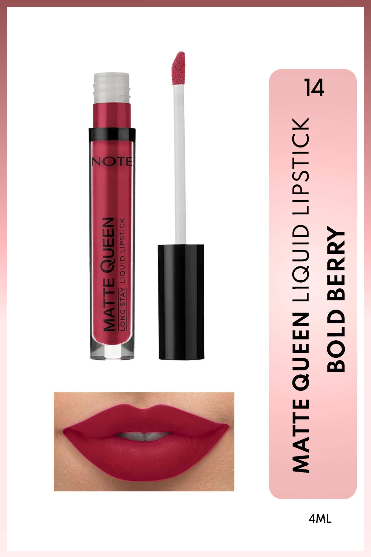 NOTE Matte Queen Lipstick Kalıcı Mat Likit Ruj - 14 Bold Berry - Kırmızı