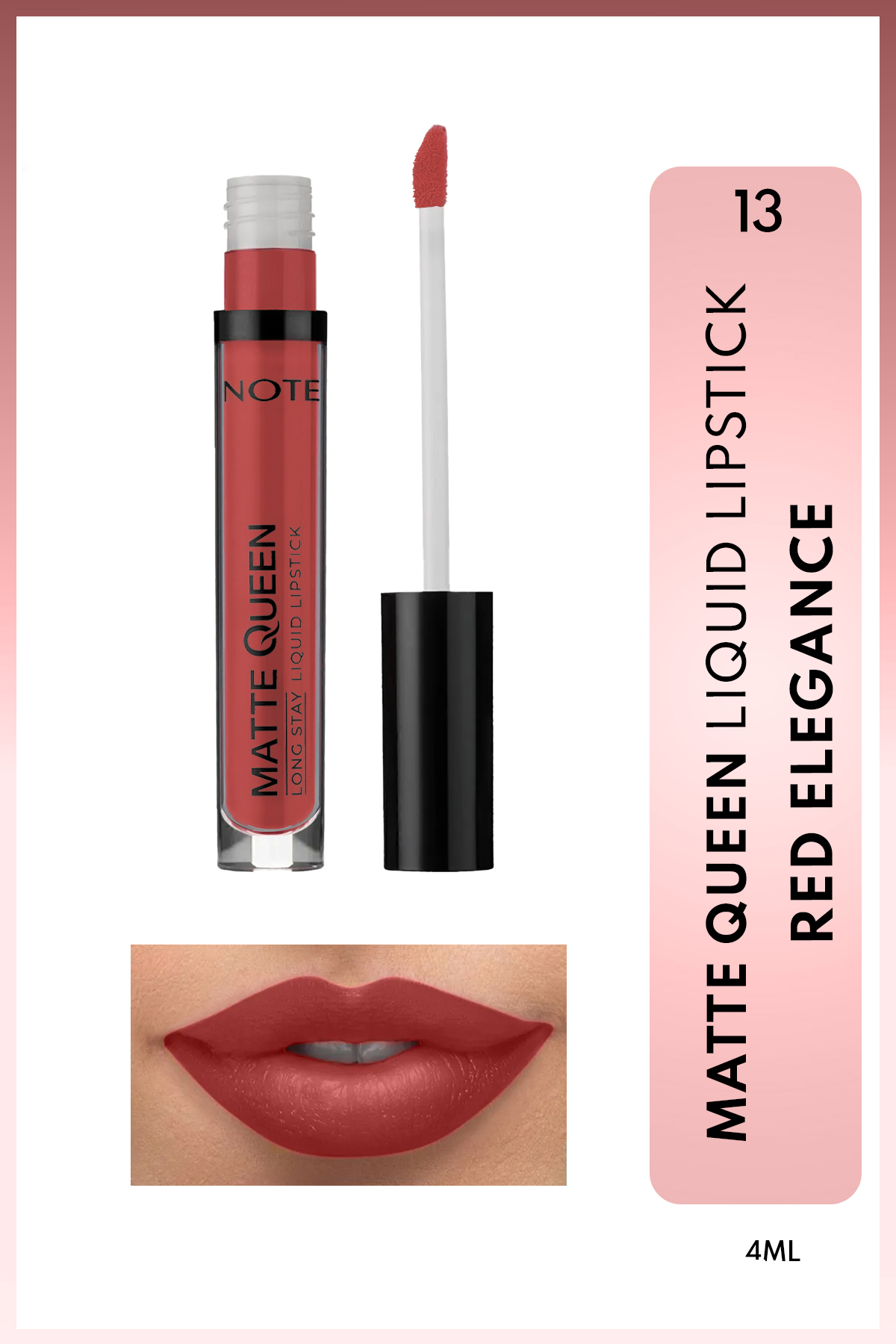 NOTE Matte Queen Lipstick Kalıcı Mat Likit Ruj - 13 Red Elegance - Kırmızı