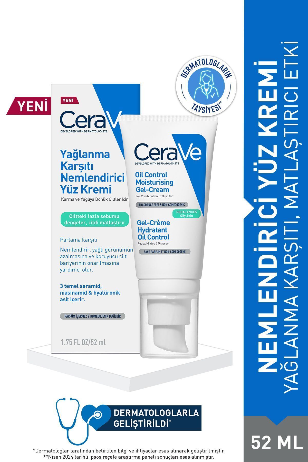 CeraVe Mattifying, Purifying and Nourishing Face Cream For Oily Skin 52 ml DkHair1769