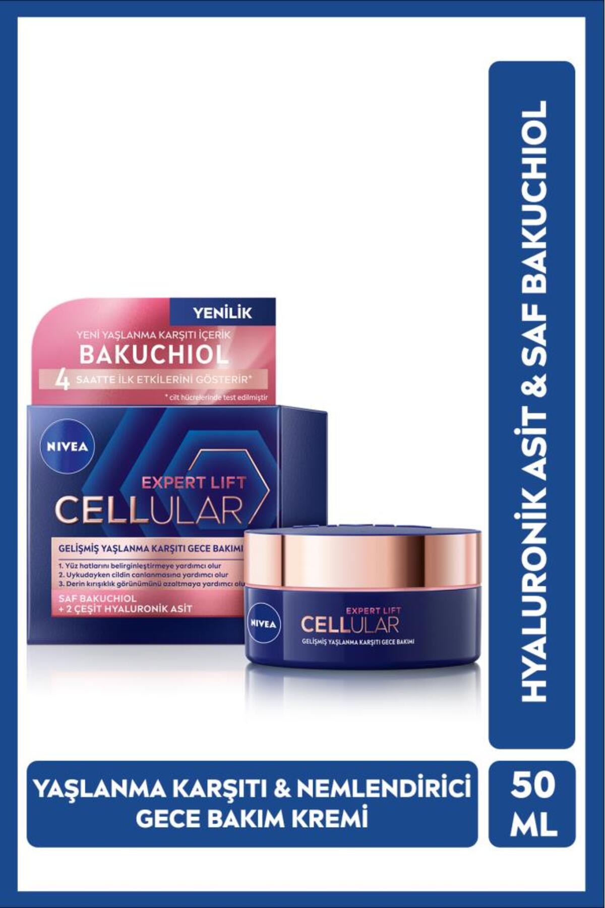 NIVEA Cellular Bakuchiol Yaşlanma Karşıtı ve Nemlendirici Gece Bakım Kremi 50 ml