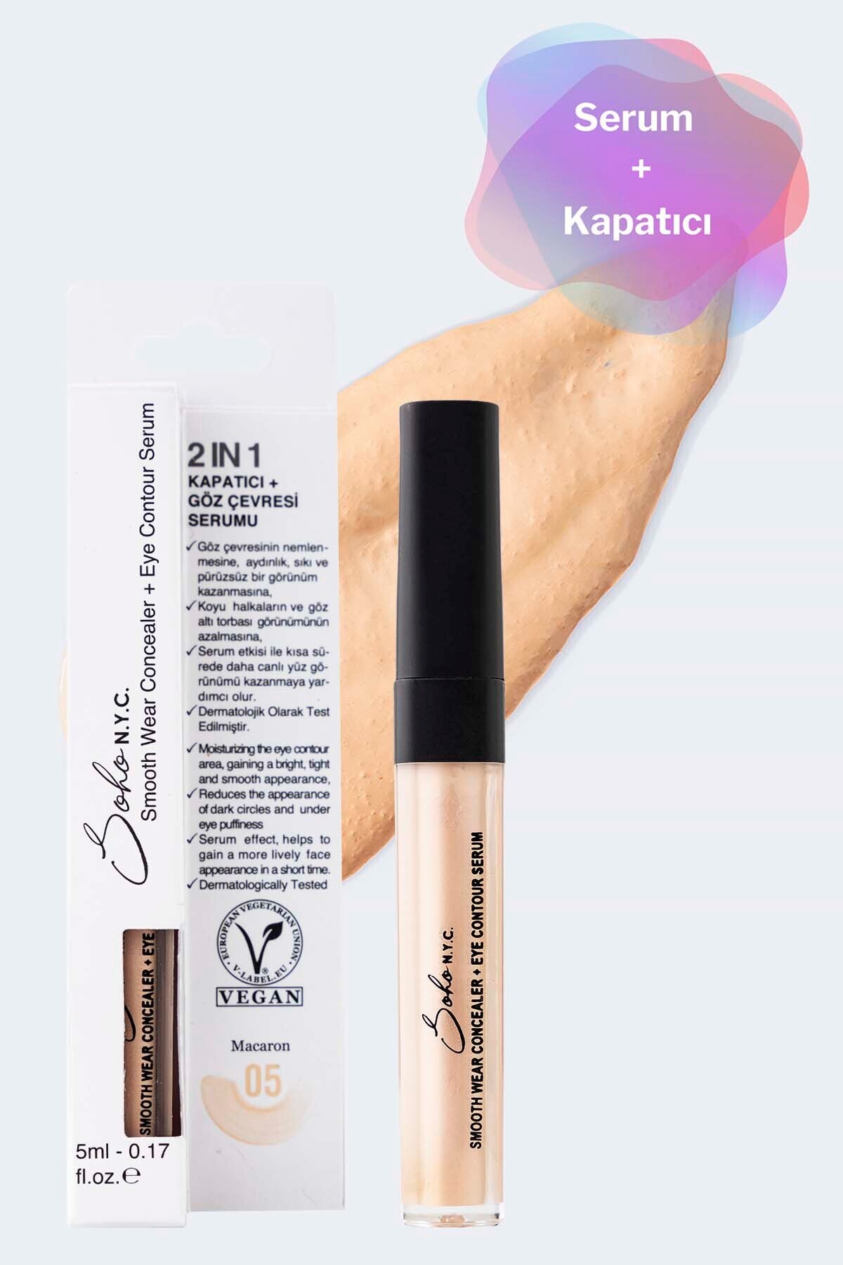 Soho N.Y.C. Vegan Göz Altı Morluk Ve Torba Için Serum Kapatıcı 5ml - No:5 Macaron