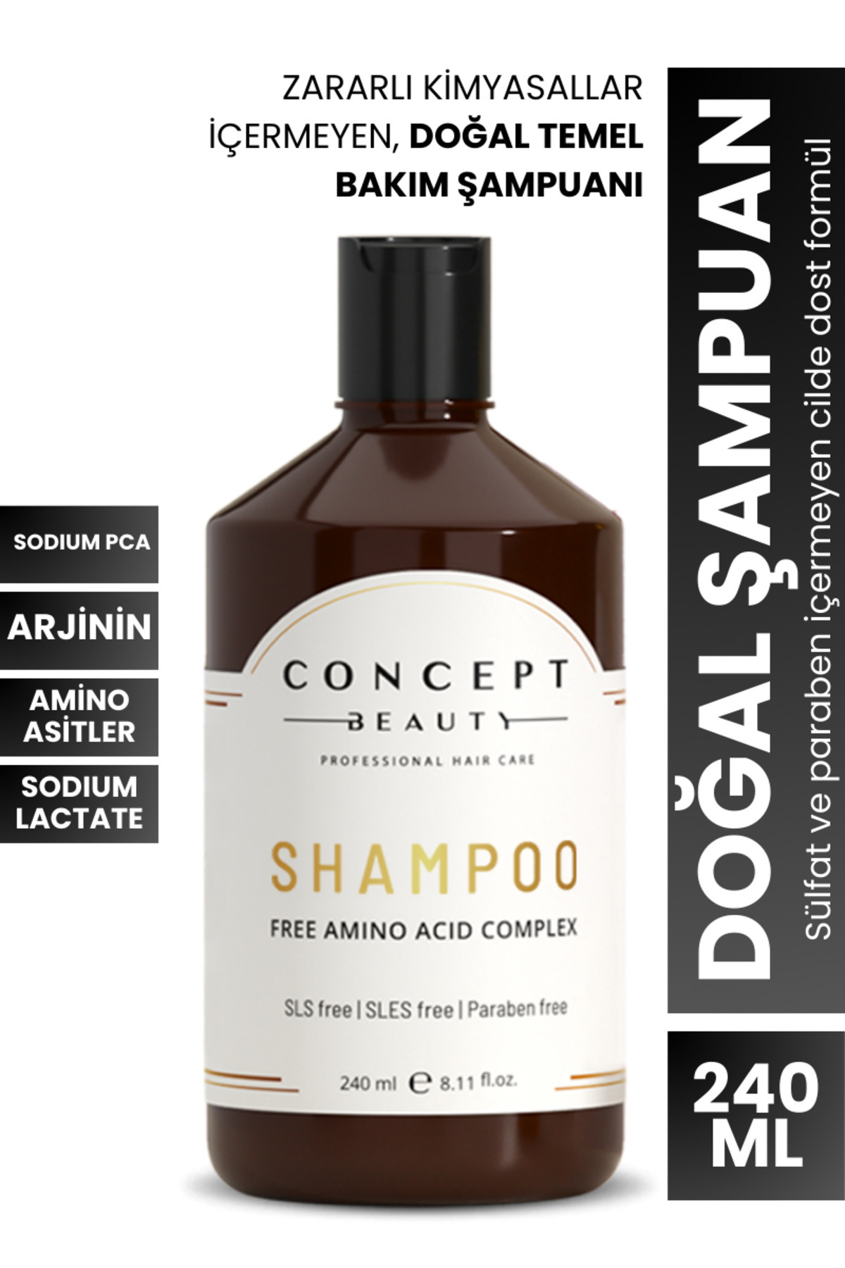Concept Beauty Şampuan - Doğal Şampuan - Onarıcı Ve Yapılandırıcı - Tuzsuz-sülfatsız Şampuan ( 240 ml )