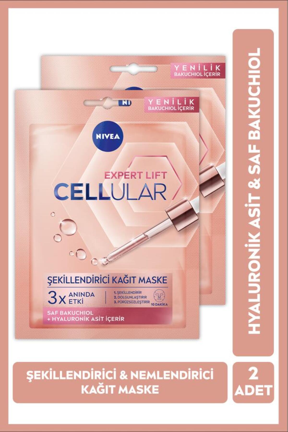 NIVEA Cellular Expert Lift Yüz Kağıt Maskesi, Doğal Retinol Alternatifi Saf Bakuchiol, X2 Adet