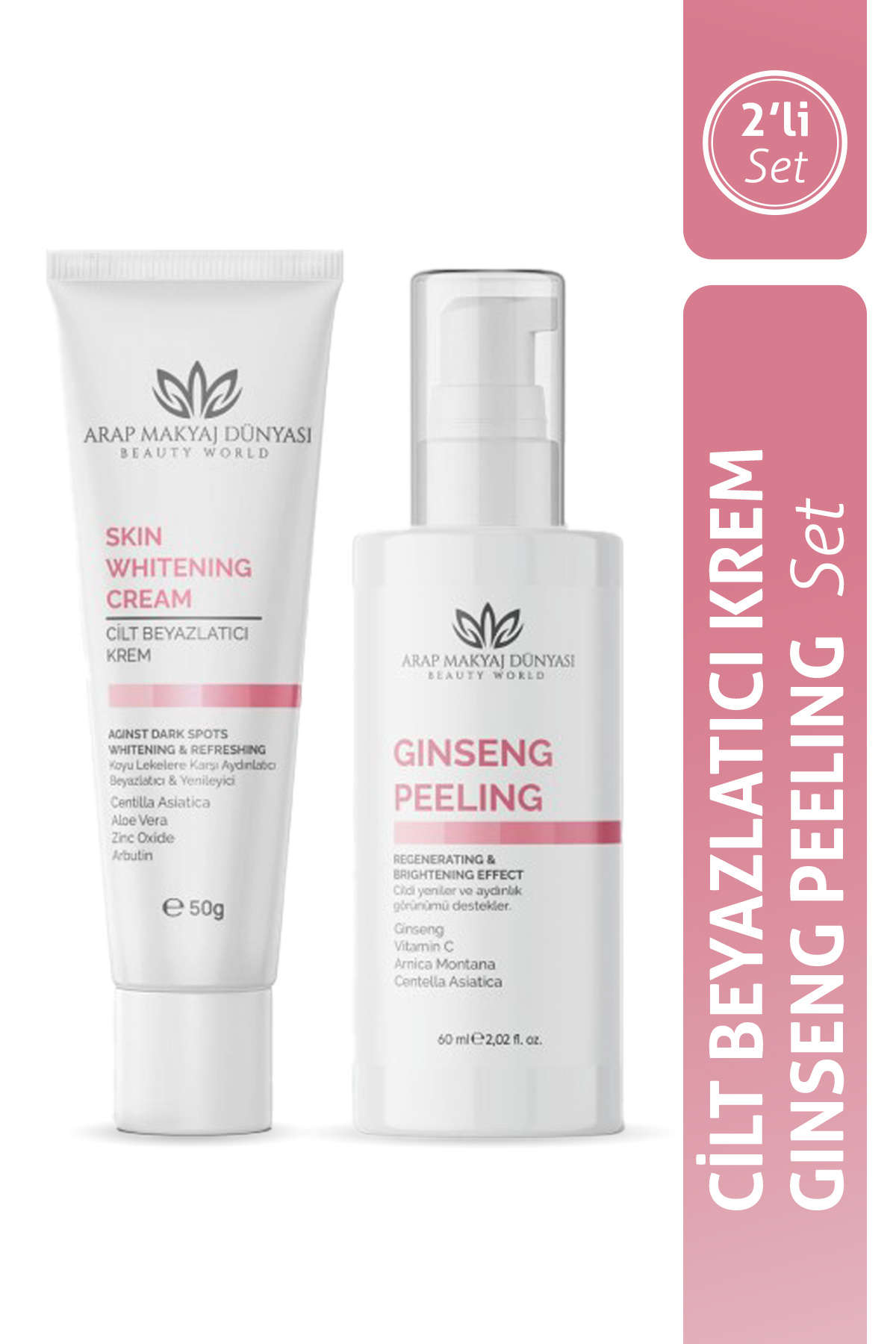 Arap Makyaj Dünyası Cilt Beyazlatıcı & Gınseng Peelıng 2'li Set